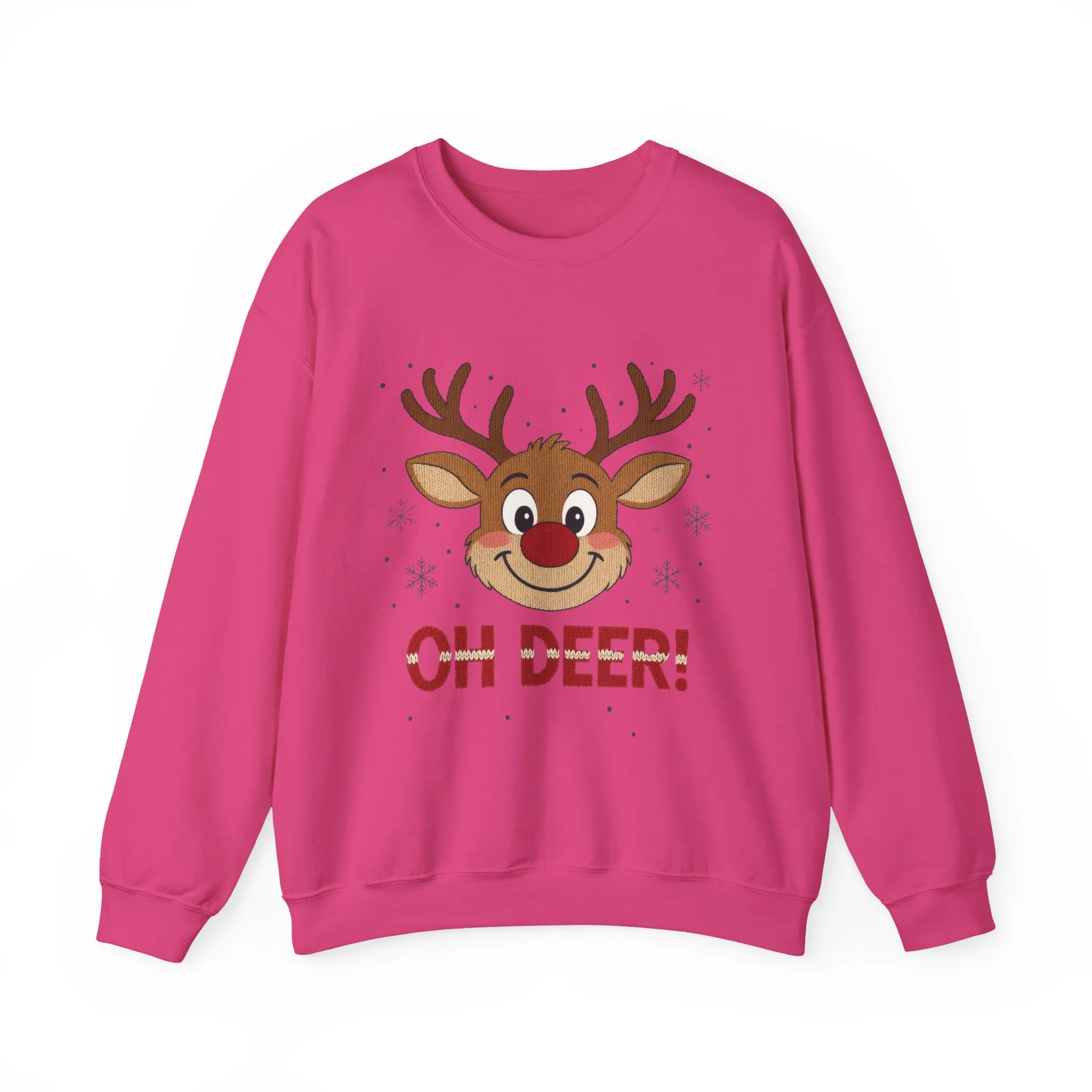 Womens Oh Deer Christmas Sweatshirt, Cute Reindeer Holiday Pullover, Women's Crewneck Sweatshirt - Image 25