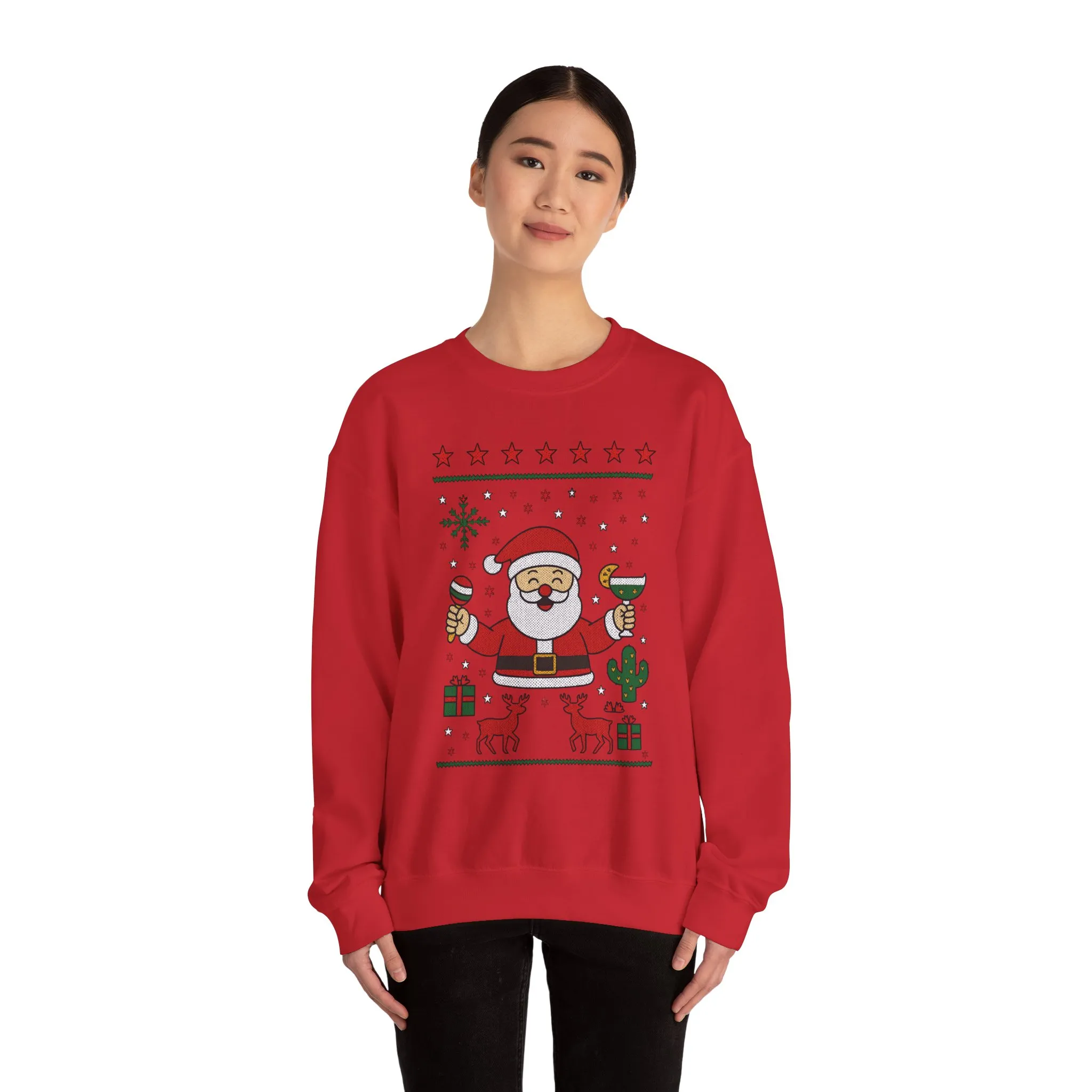 Funny Santa Women's Christmas Sweatshirt, Holiday Party Pullover - Image 26
