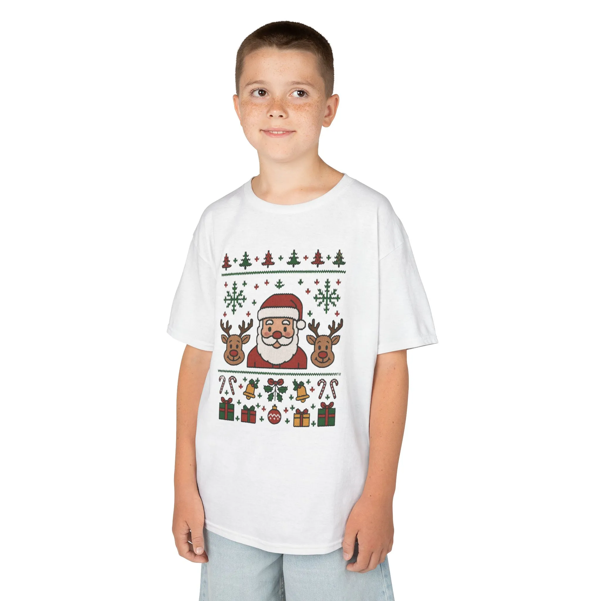 Santa - Reindeer Christmas Shirt for Kids, Cute Holiday Tee, Kids Heavy Cotton™ Tee - Image 6