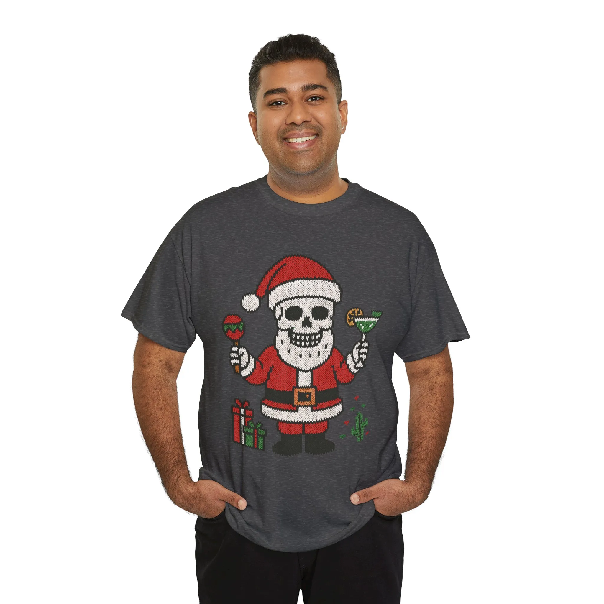Funny Santa Skull Christmas Men's Shirt, Holiday Margarita Tee for Men - Image 15