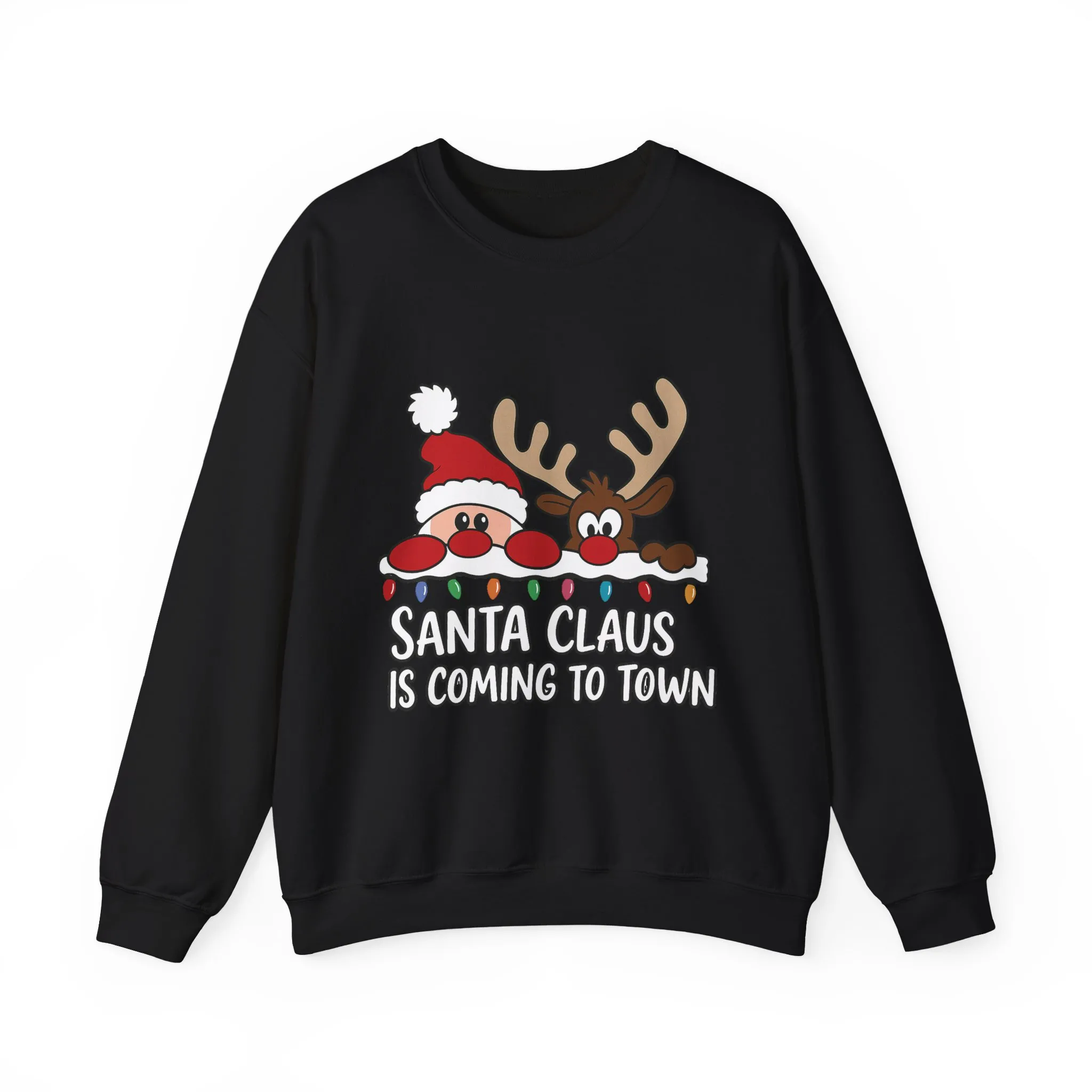 Santa Claus Is Coming to Town Women's Christmas Sweatshirt, Cute Santa - Reindeer Holiday Jumper - Image 6