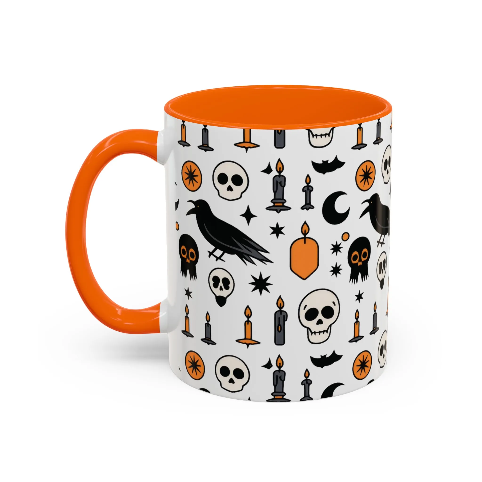 Gothic Halloween Mug, Skull, Candle - Raven Pattern Coffee Cup, Dark Aesthetic Spooky Gift for Her or Him, Accent Coffee Mug (11, 15oz) - Image 13