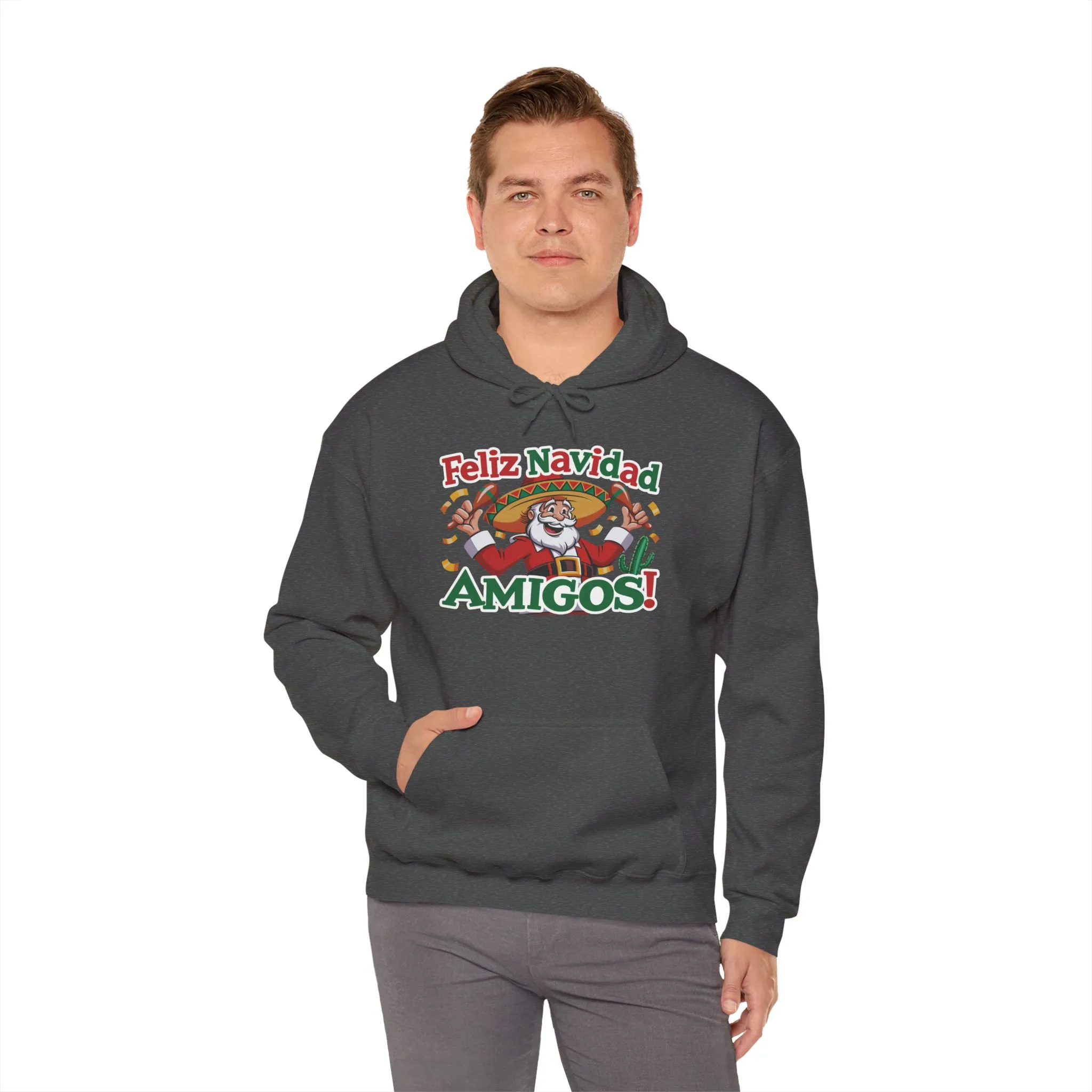 Feliz Navidad Amigos Hoodie, Funny Mexican Santa Christmas Hoodie, Latin Fiesta Holiday Sweatshirt for Men - Image 20