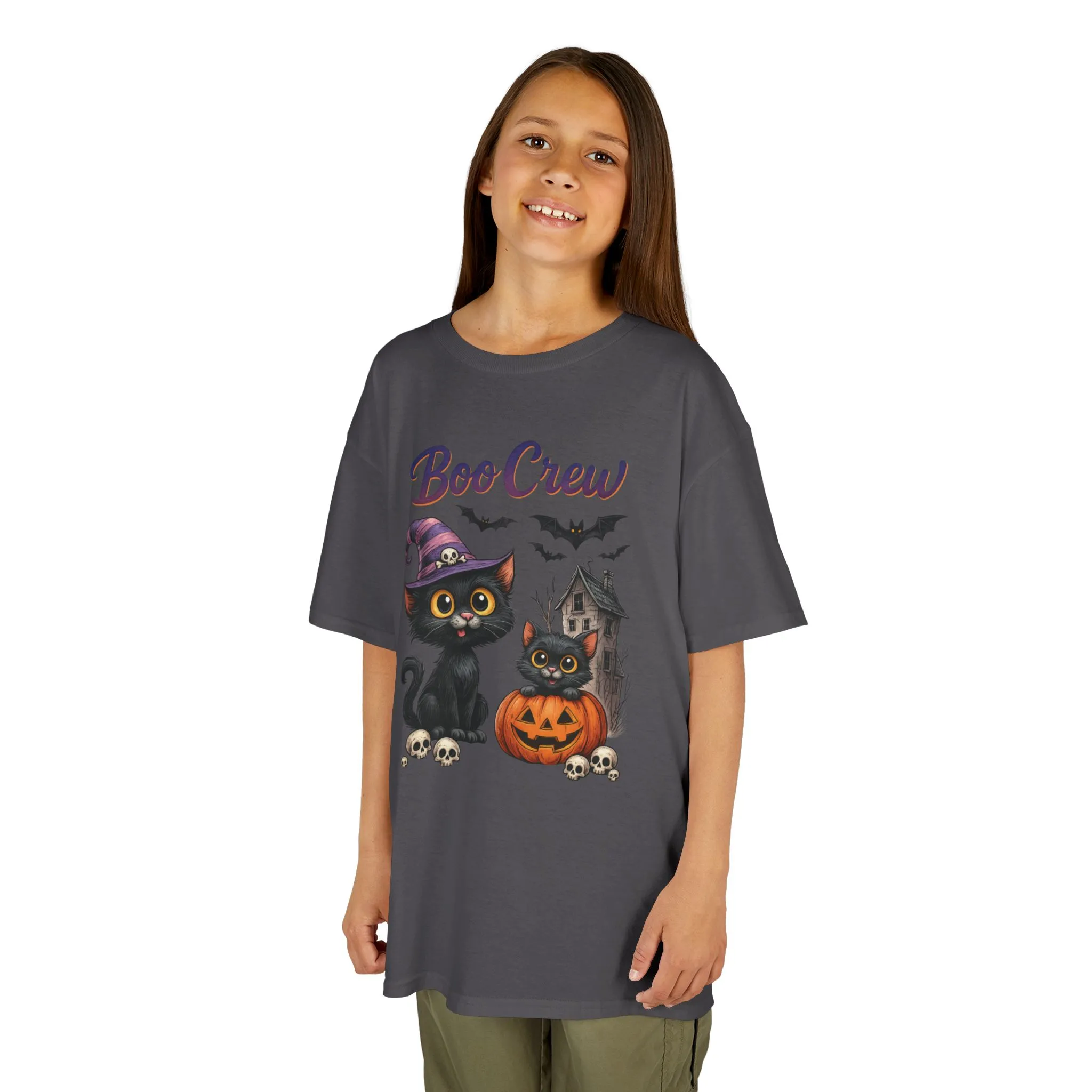 Boo Crew Kids Halloween T-Shirt, Cute Black Cats Pumpkin Design, Fun Spooky Shirt for Girls Boys - Image 14