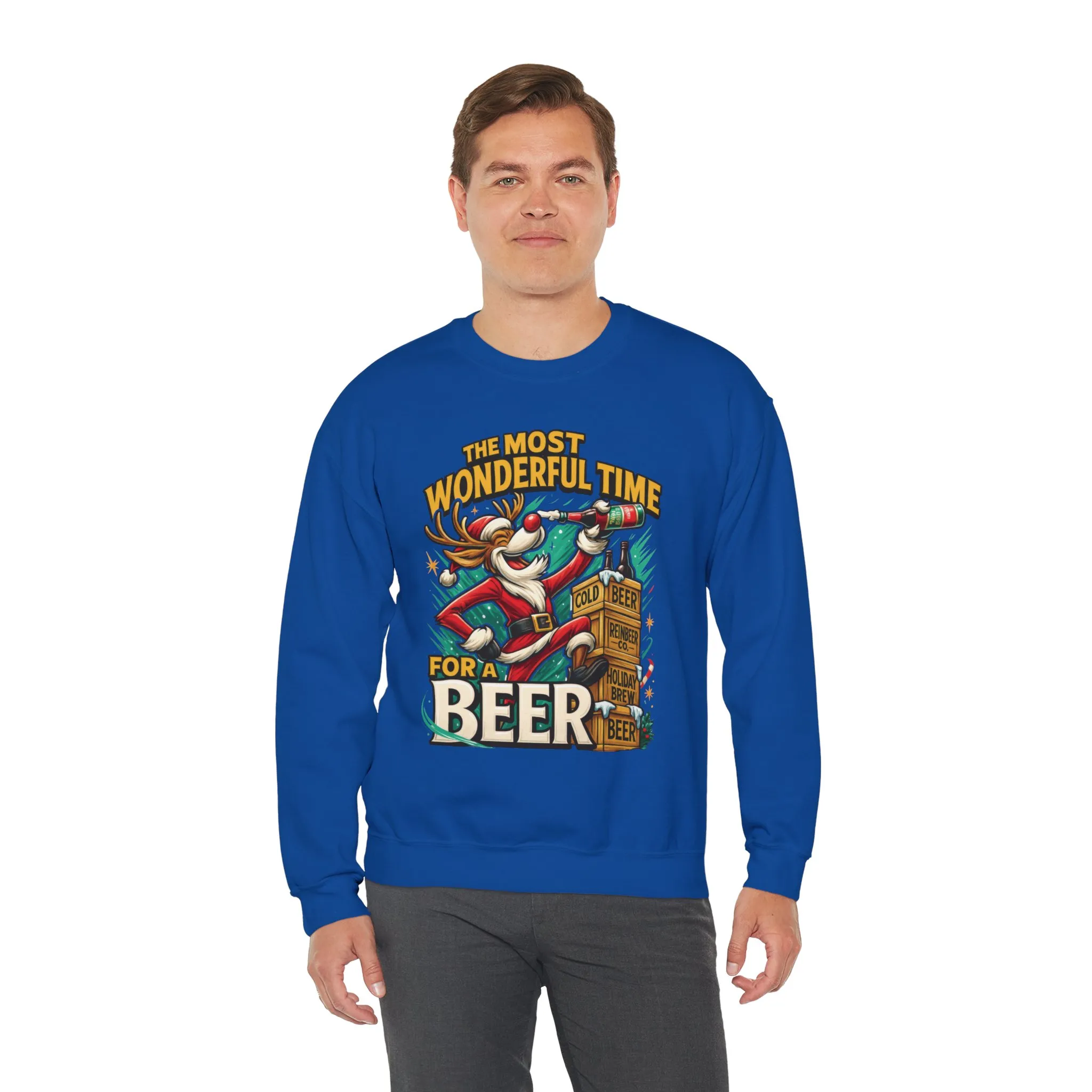 Funny Christmas Beer Men's Sweatshirt, The Most Wonderful Time for a Beer - Image 21