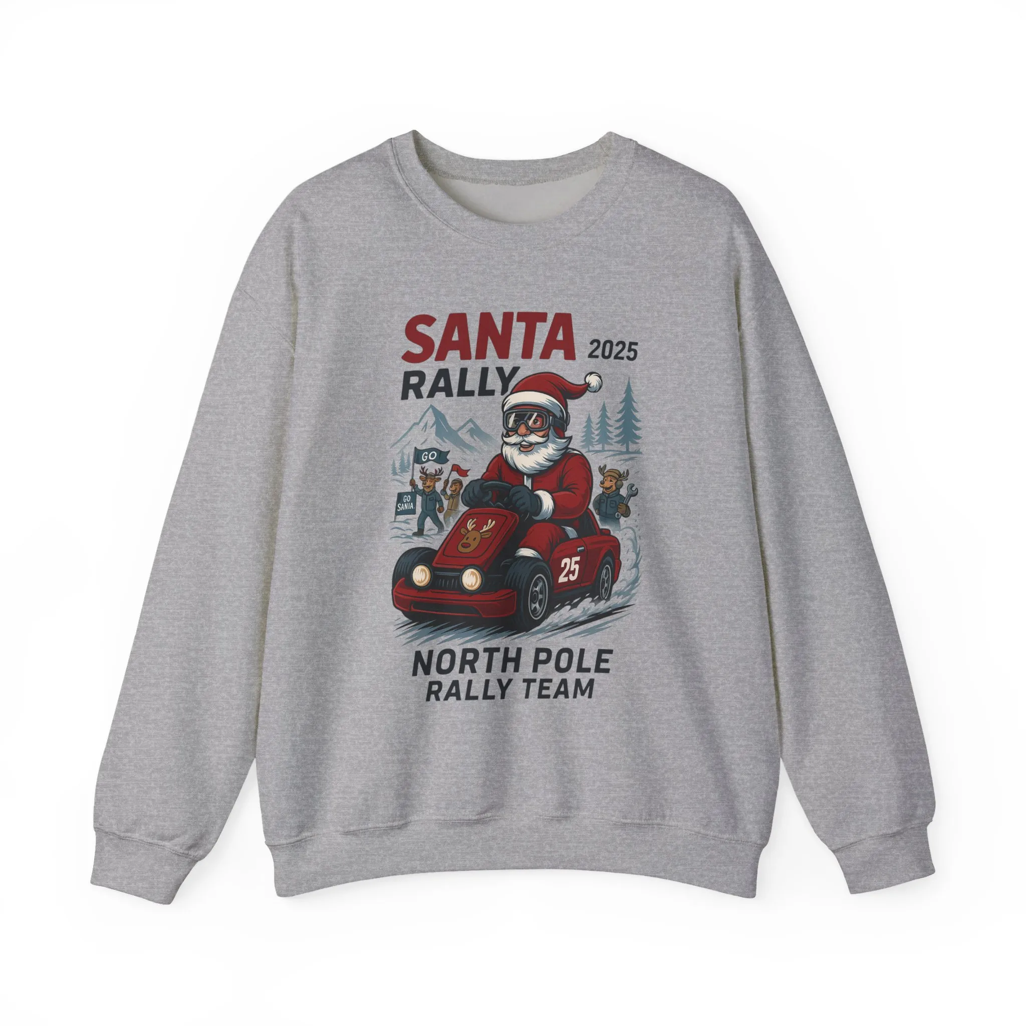 Santa Rally 2025 Christmas Men's Sweatshirt, Funny Santa Racing Sweatshirt for Men, North Pole Rally Team Holiday Jumper - Image 4