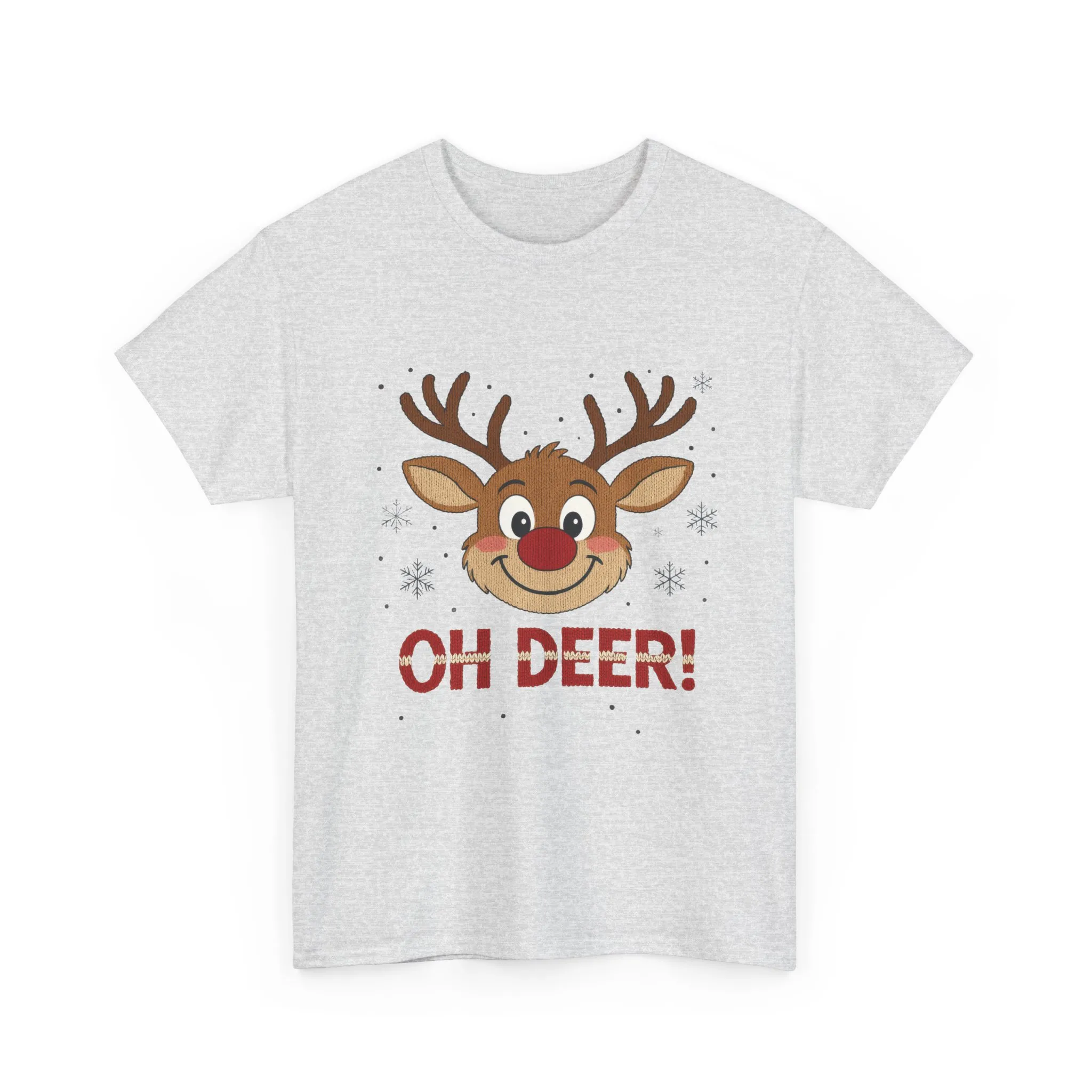 Women's Oh Deer Christmas T-Shirt, Cute Reindeer Holiday Graphic Tee, Women's Heavy Cotton Tee - Image 2