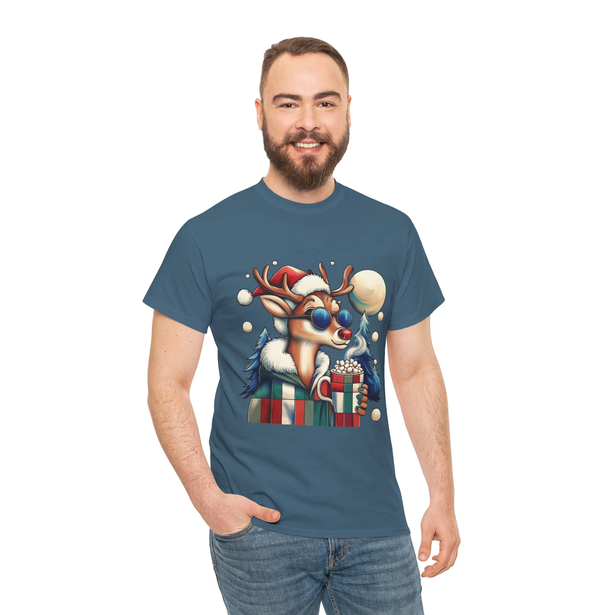 Cool Reindeer Christmas T-Shirt, Funny Holiday Shirt for Men - Image 14