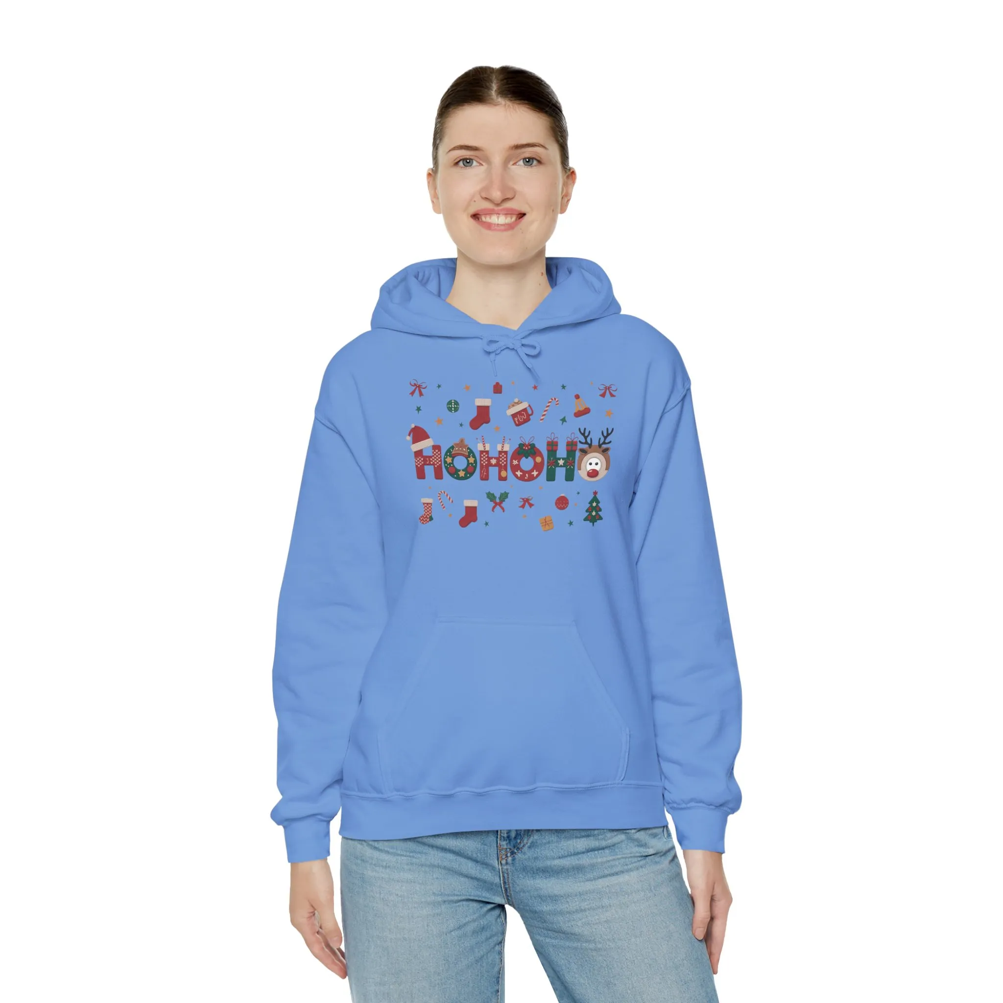 Matching Ho Ho Ho Christmas Sweatshirts, Mom and Daughter Holiday Hoodie Set, Cute Gingerbread - Reindeer Design, Family Christmas Outfits - Image 4