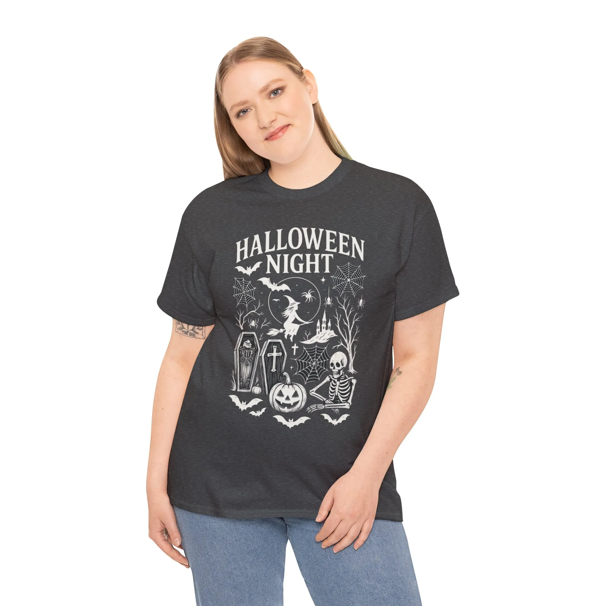 Halloween Night Women's T-Shirt, Gothic Witch Skeleton Pumpkin Tee, Spooky Scary Shirt for Halloween Party - Image 12