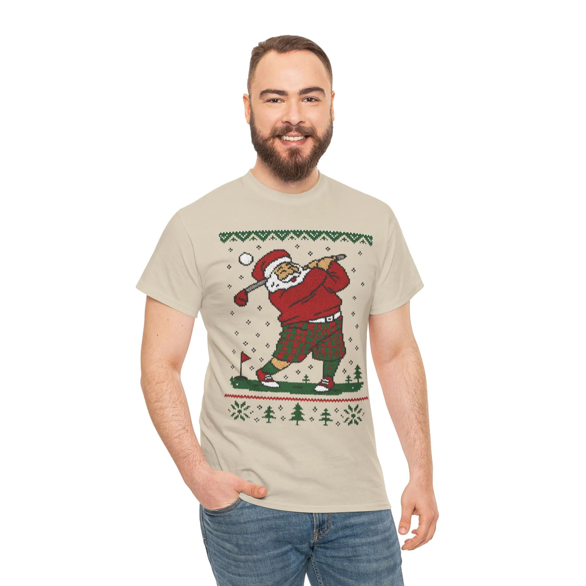 Funny Golfing Santa Christmas T-Shirt, Ugly Christmas Golf Shirt for Men, Holiday Golf Player Tee - Image 8
