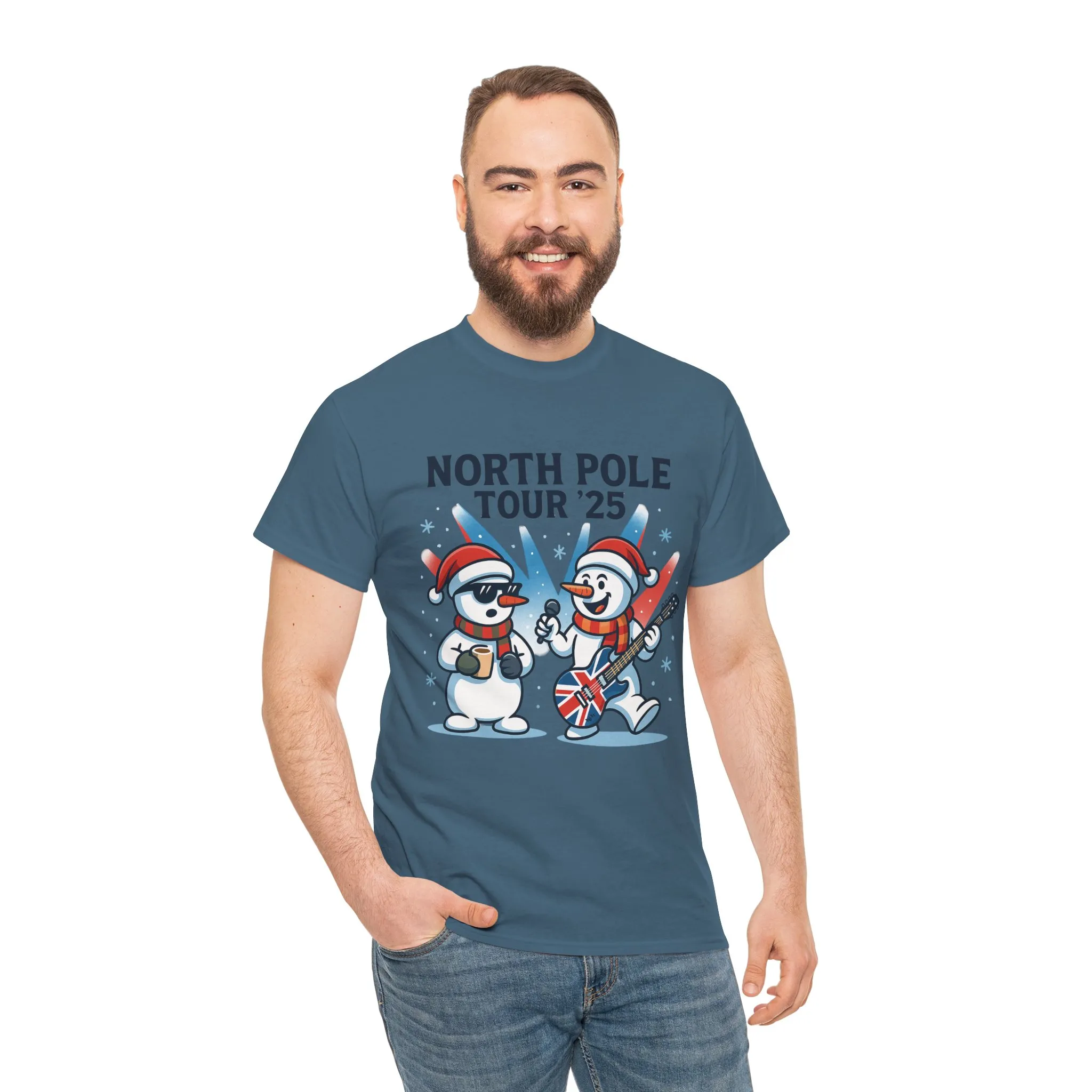 North Pole Tour 25 Men's Christmas T-Shirt, Funny Rock Music Holiday Tee - Image 17