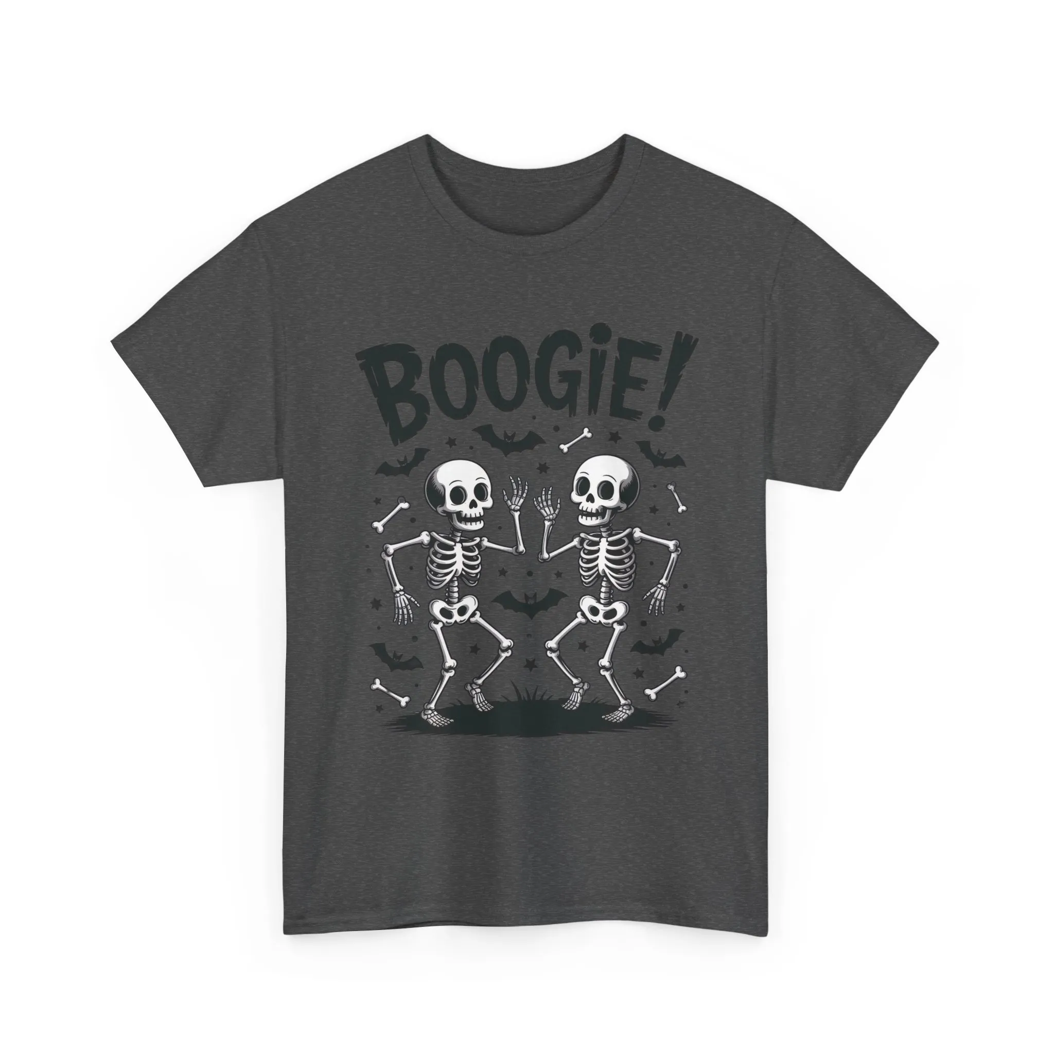 Halloween Dancing Skeletons Women's T-Shirt, BOOGIE! Funny Spooky Graphic Tee for Women, Women's Heavy Cotton Tee - Image 10
