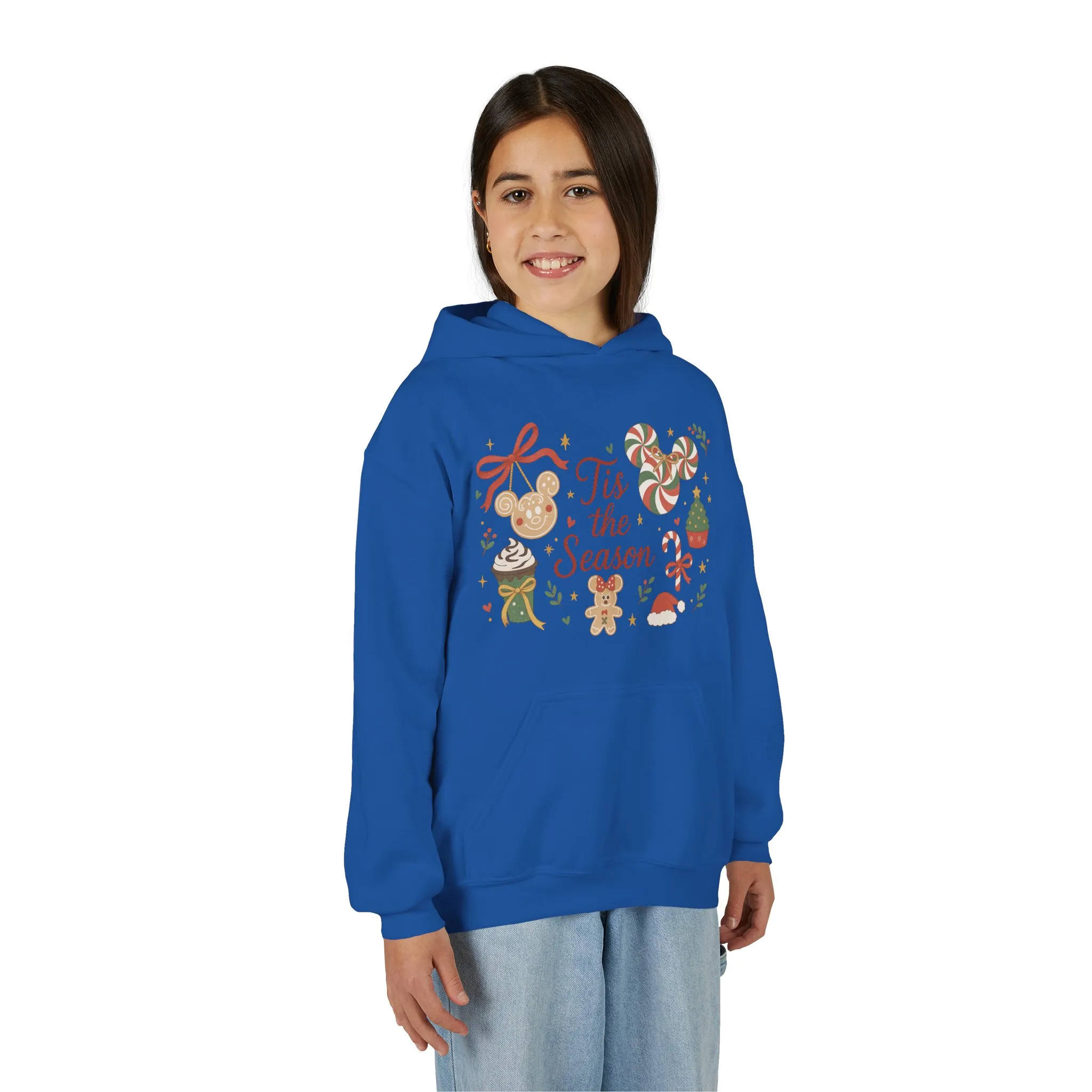 Tis the Season Christmas Sweatshirt for Girls, Cozy Holiday Cookie Jumper, Youth Heavy Blend Hooded Sweatshirt - Image 18