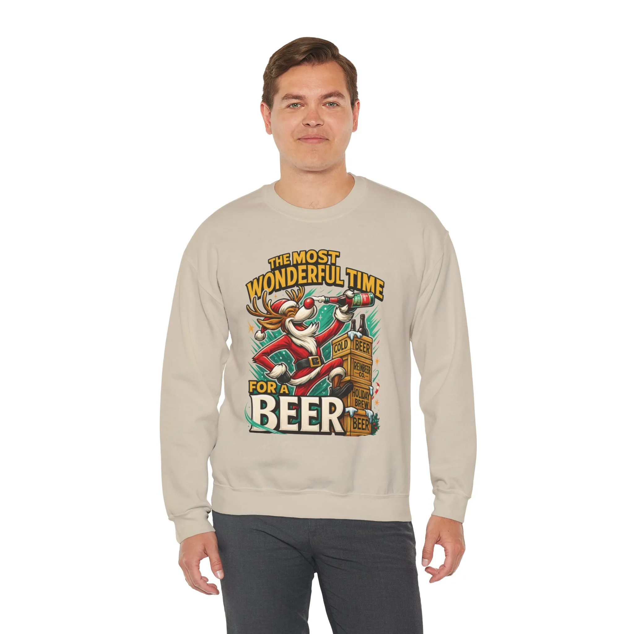 Funny Christmas Beer Men's Sweatshirt, The Most Wonderful Time for a Beer - Image 9