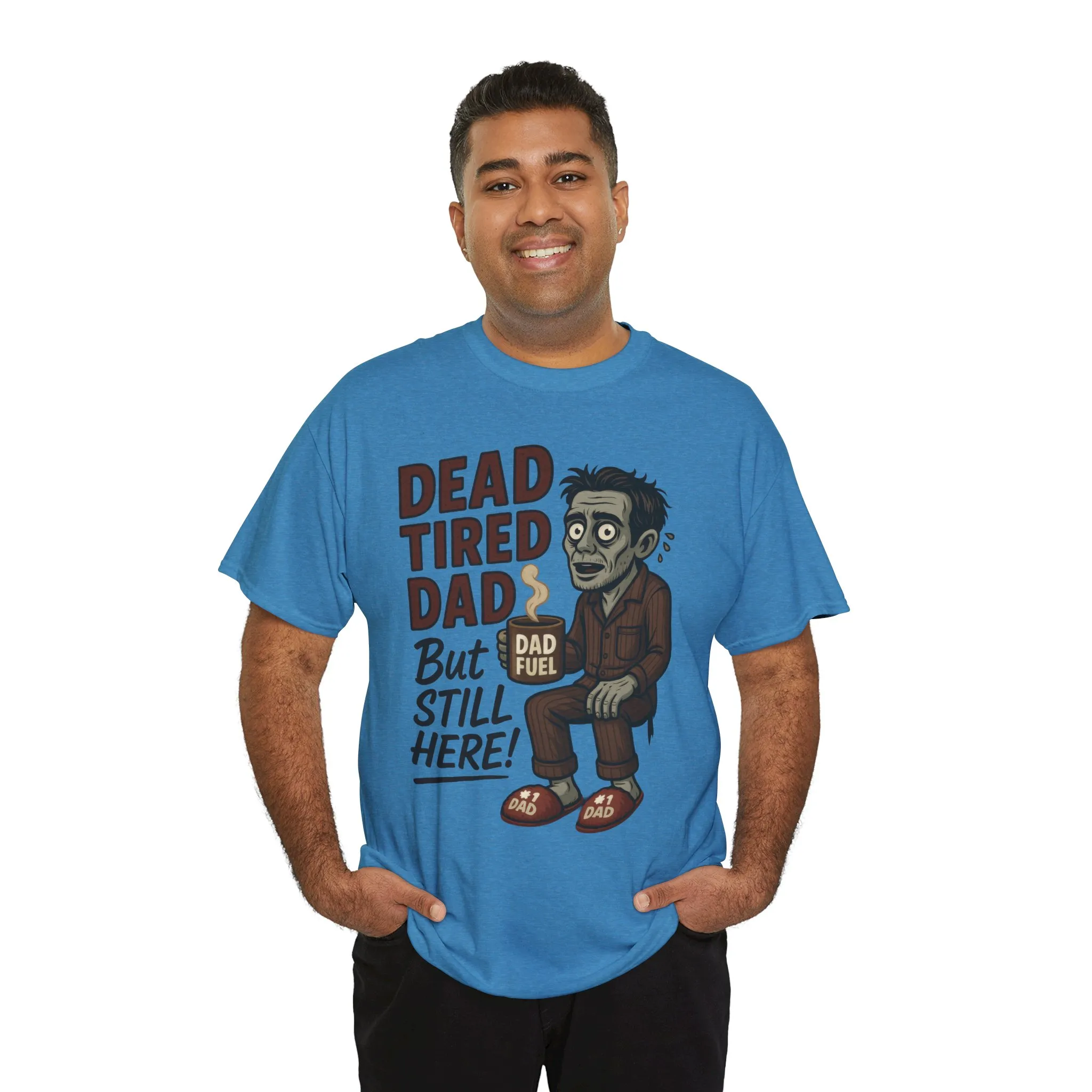 Dead Tired Dad Funny Zombie Coffee Men's T-Shirt, Father's Day Gift for Men, Dad Fuel Graphic Tee, Halloween Dad Tee - Image 3