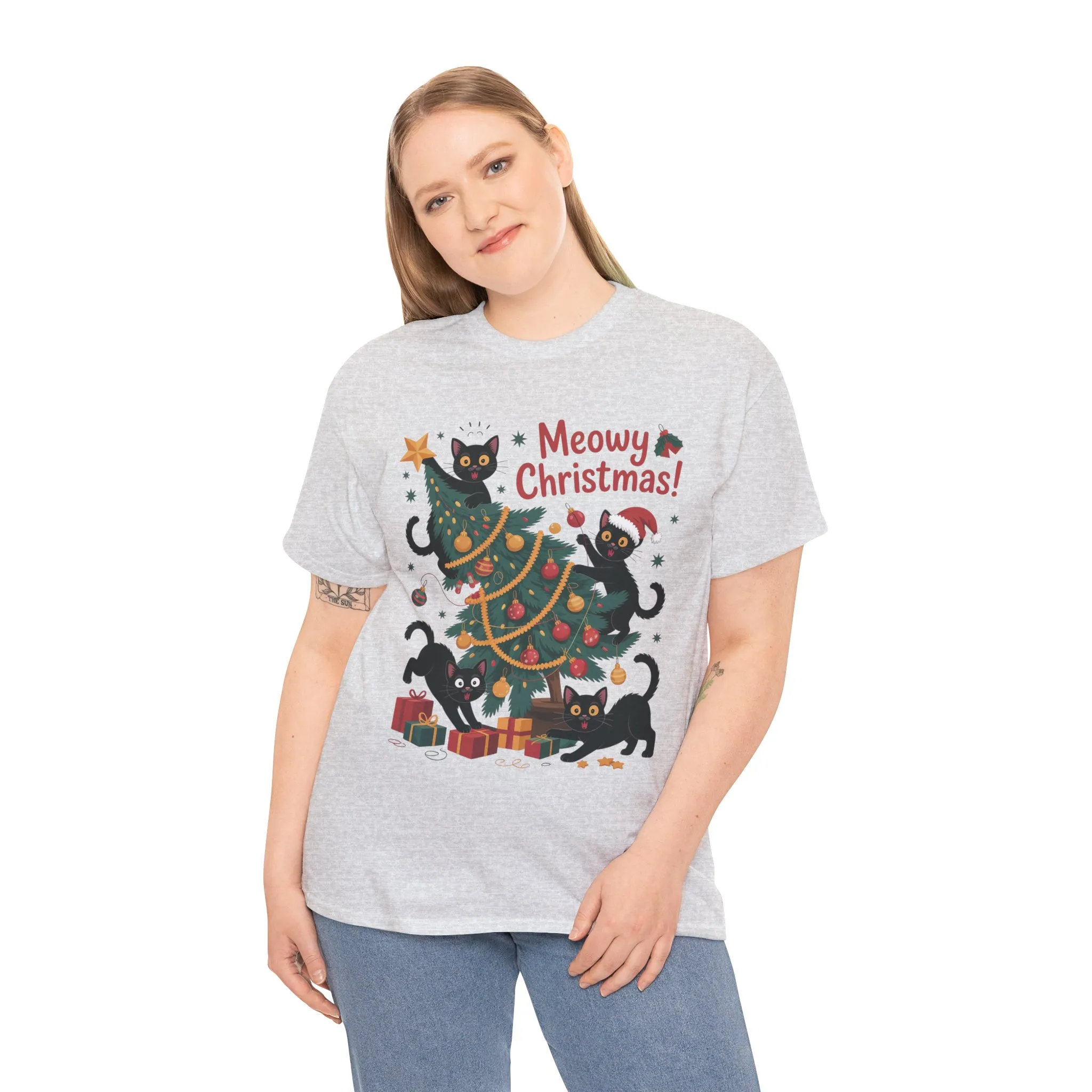 Funny Black Cats Christmas Tree T-Shirt, Cute Cat Lover Holiday Tee, Christmas Cat Chaos Shirt for Women - Image 6