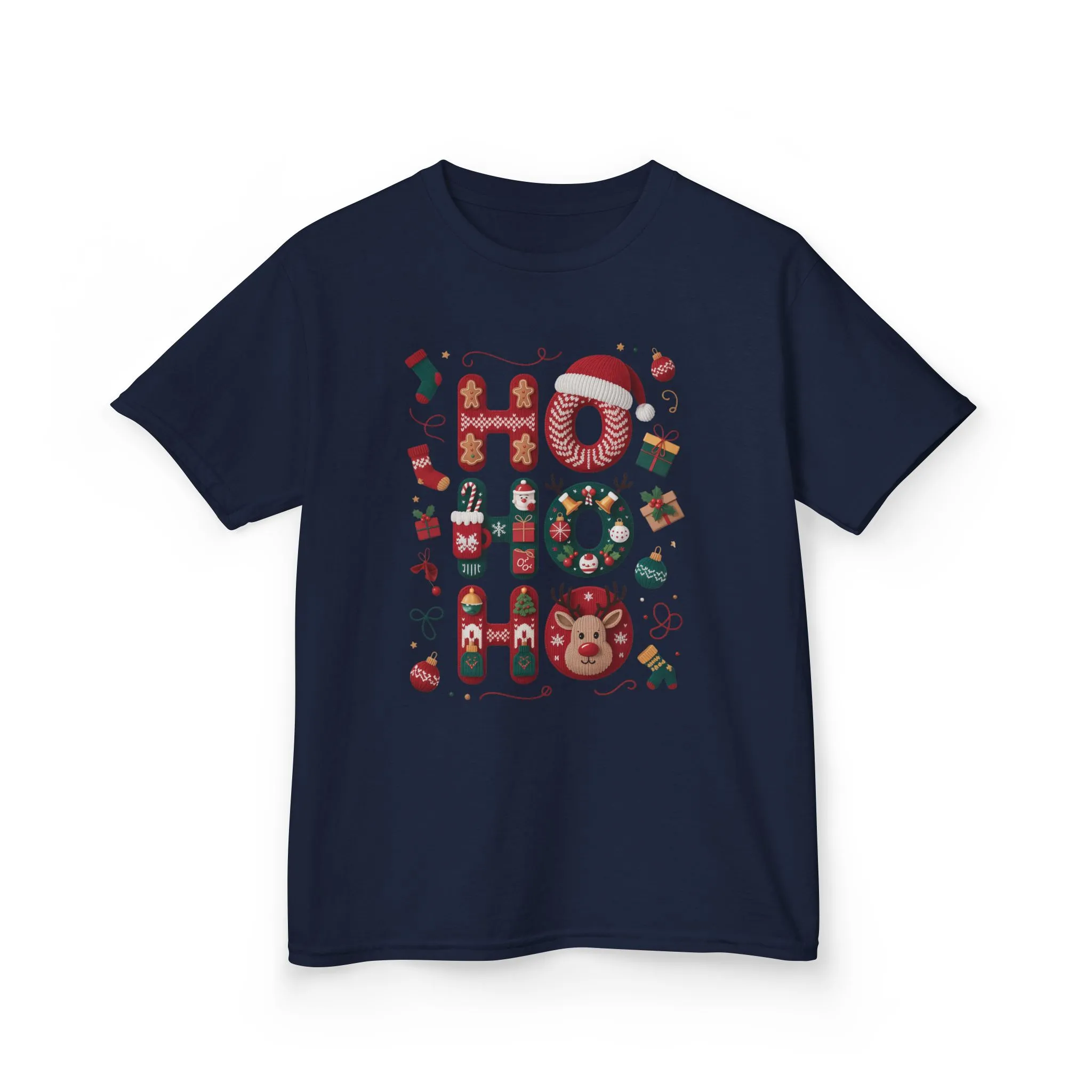 Ho Ho Ho Kids Christmas T-Shirt, Cute Girls Holiday Outfit, Reindeer, Gingerbread - Santa Hat Design, Cozy Winter Top - Image 13