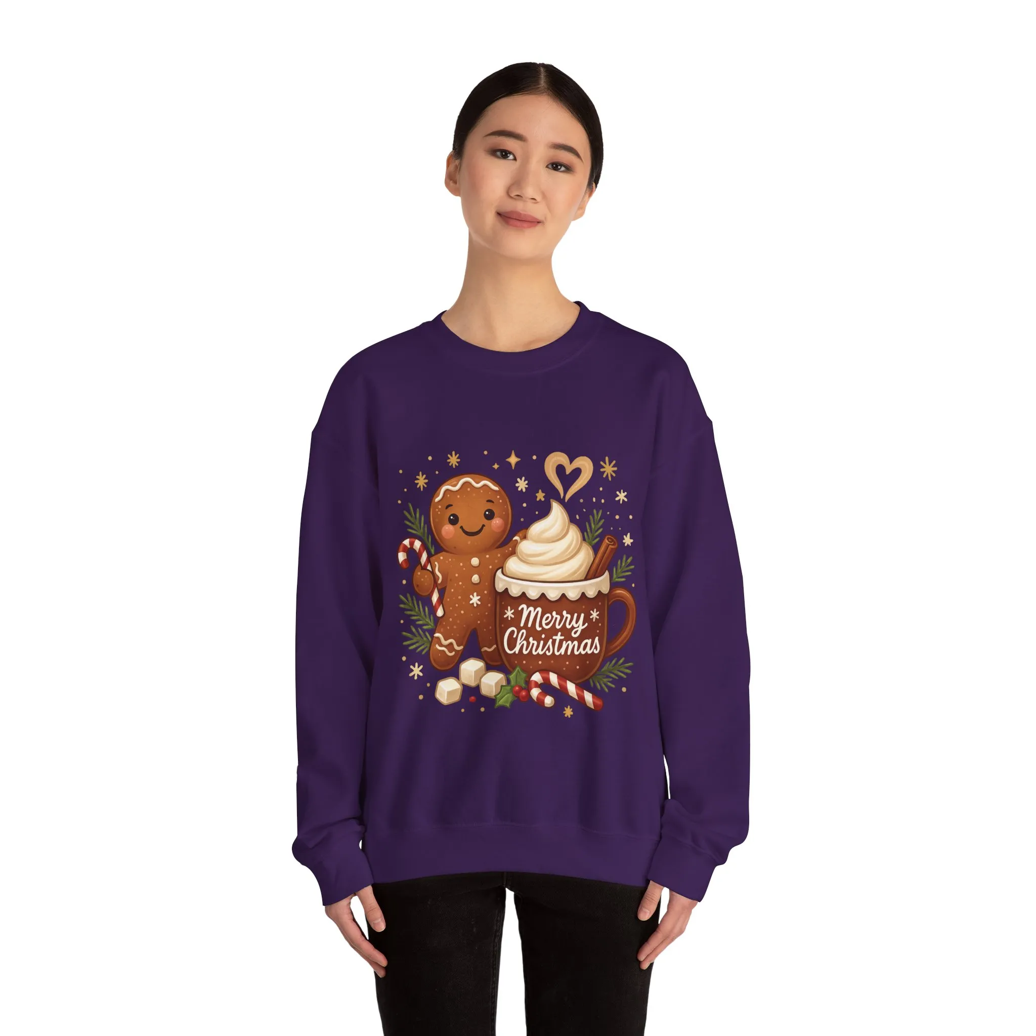 Women's Gingerbread - Hot Cocoa Christmas Sweatshirt, Cozy Holiday Pullover, Women's Heavy Blend™ Crewneck Sweatshirt - Image 20
