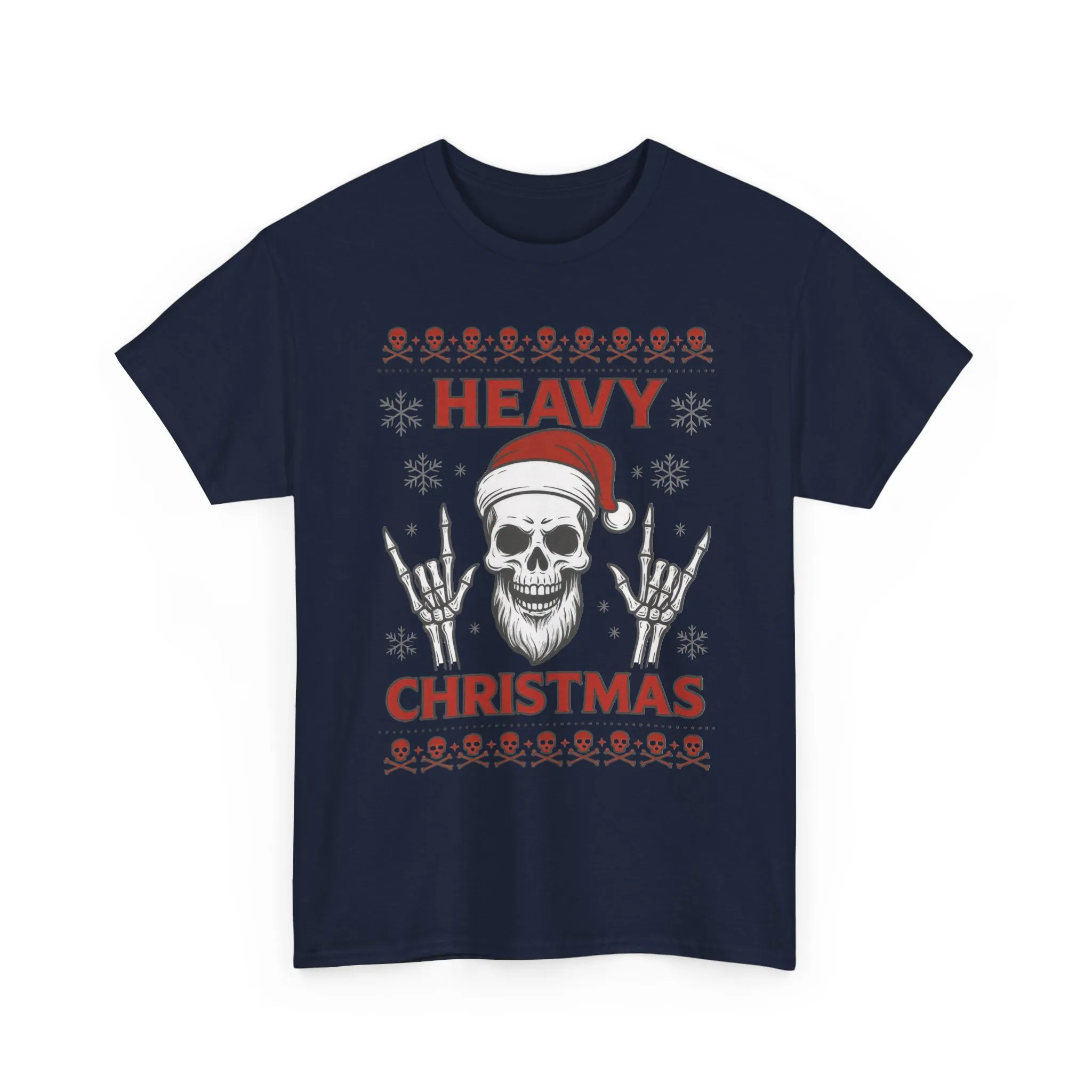 Heavy Christmas Men's T-Shirt, Metal Santa Skull Holiday Pullover for Men - Image 19