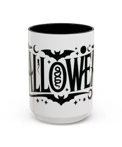 Gothic Halloween Mug, Vintage Typography Coffee Cup, Retro Spooky Aesthetic Gift, Minimal Witchy Academia Drinkware, Coffee Mug (11, 15oz)