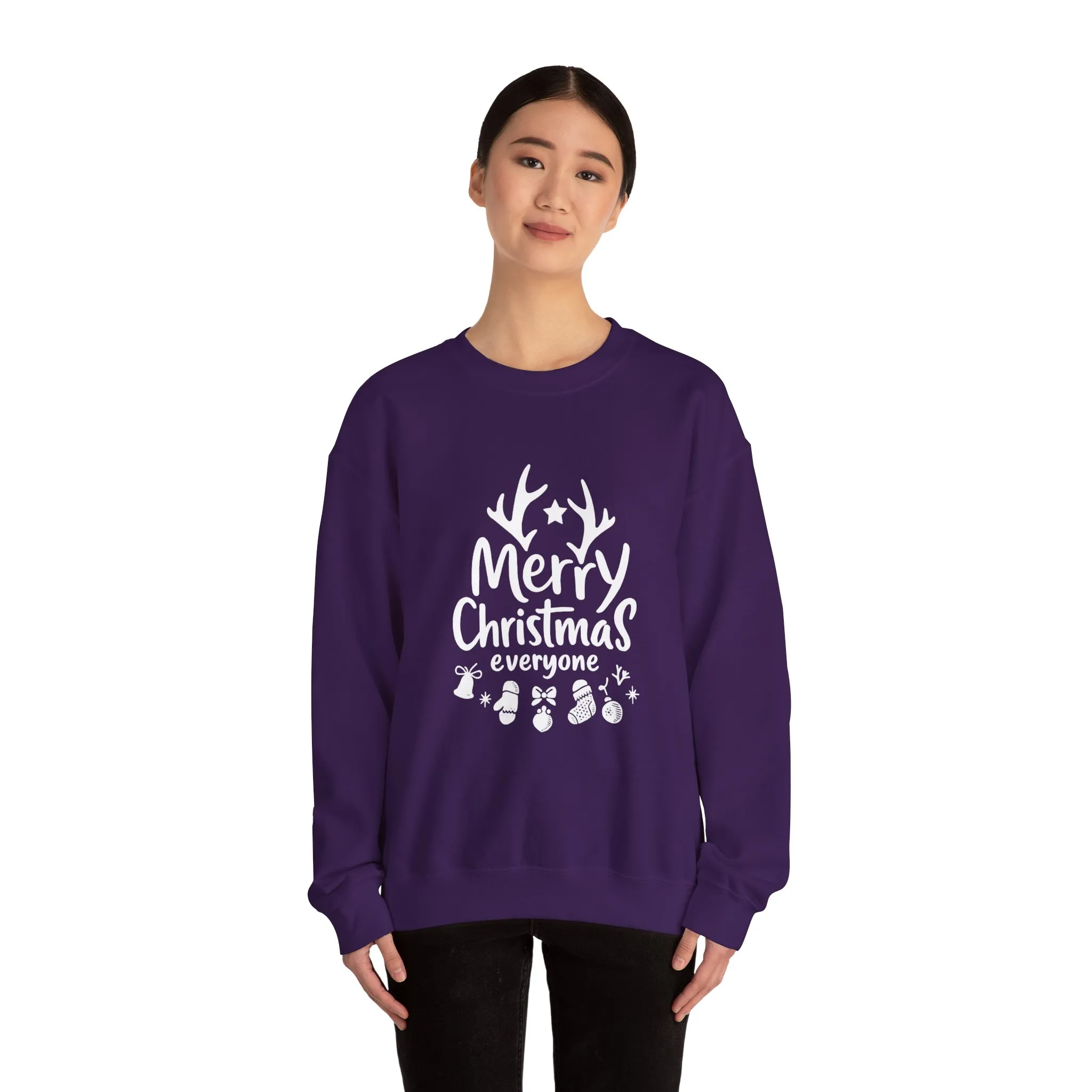 Merry Christmas Everyone Women's Sweatshirt, Cozy Holiday Pullover, Festive Minimal Design Heavy Blend™ Crewneck Sweatshirt - Image 23