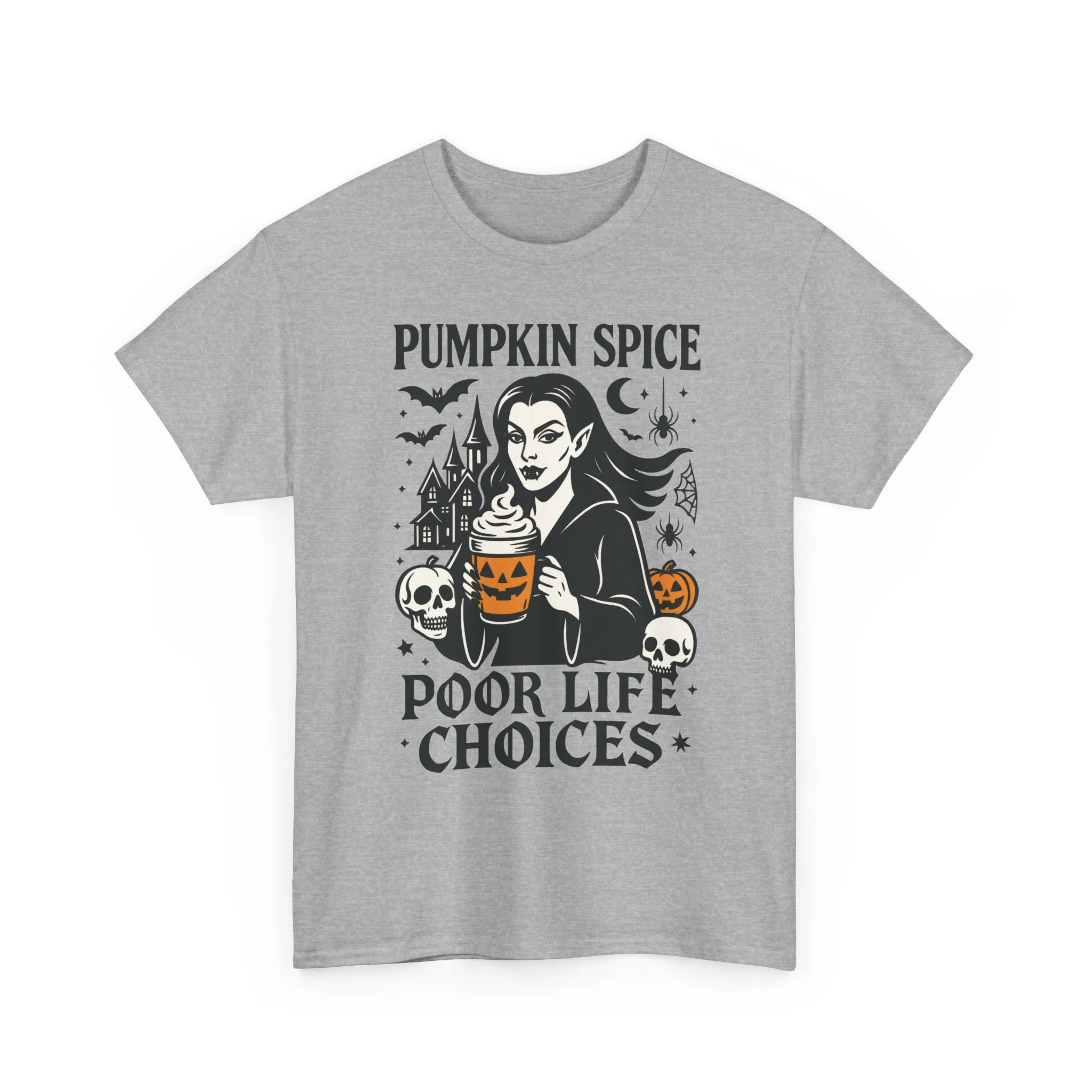 Pumpkin Spice Poor Life Choices Women's T-Shirt, Funny Vampire Coffee Halloween Graphic Tee - Image 4