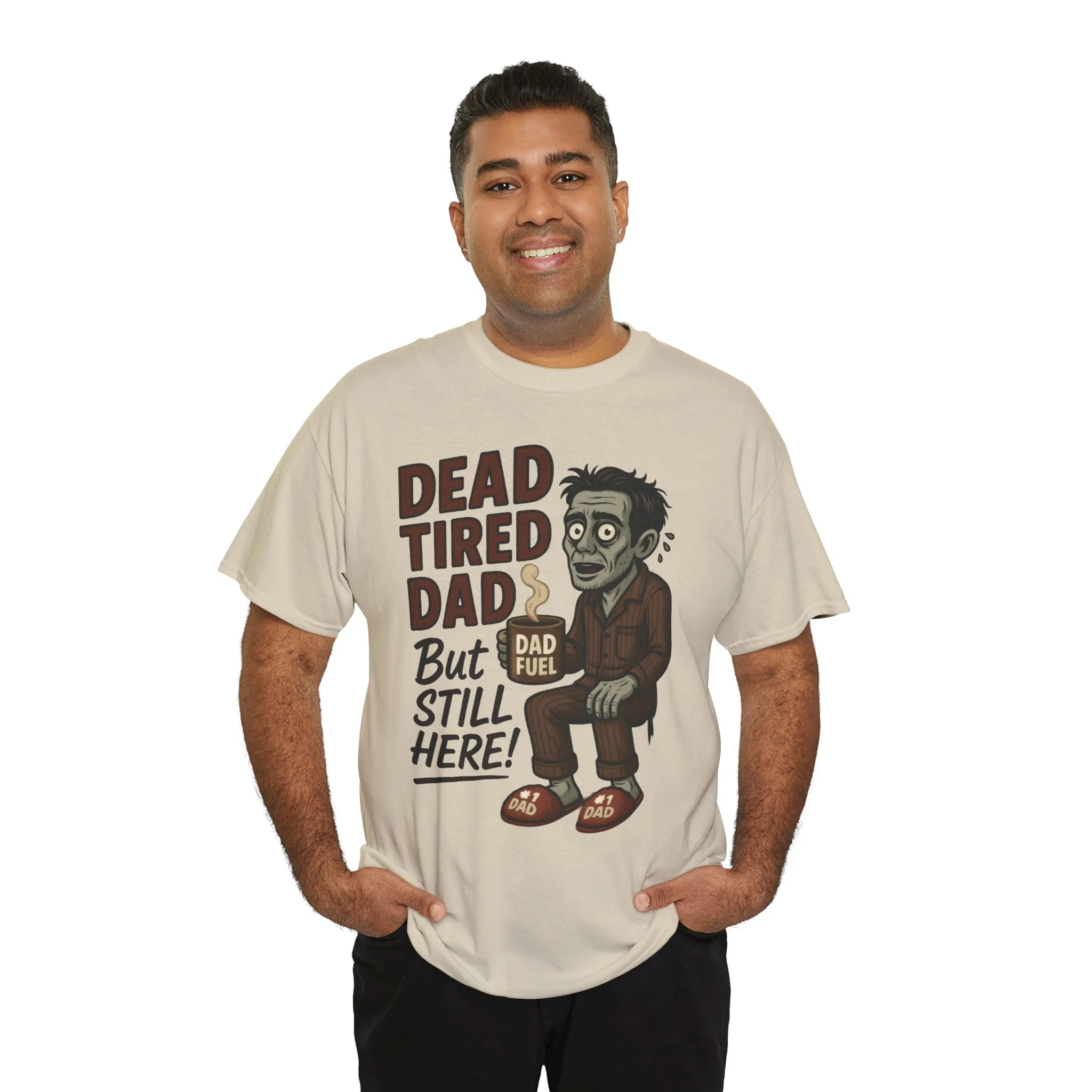 Dead Tired Dad Funny Zombie Coffee Men's T-Shirt, Father's Day Gift for Men, Dad Fuel Graphic Tee, Halloween Dad Tee - Image 9