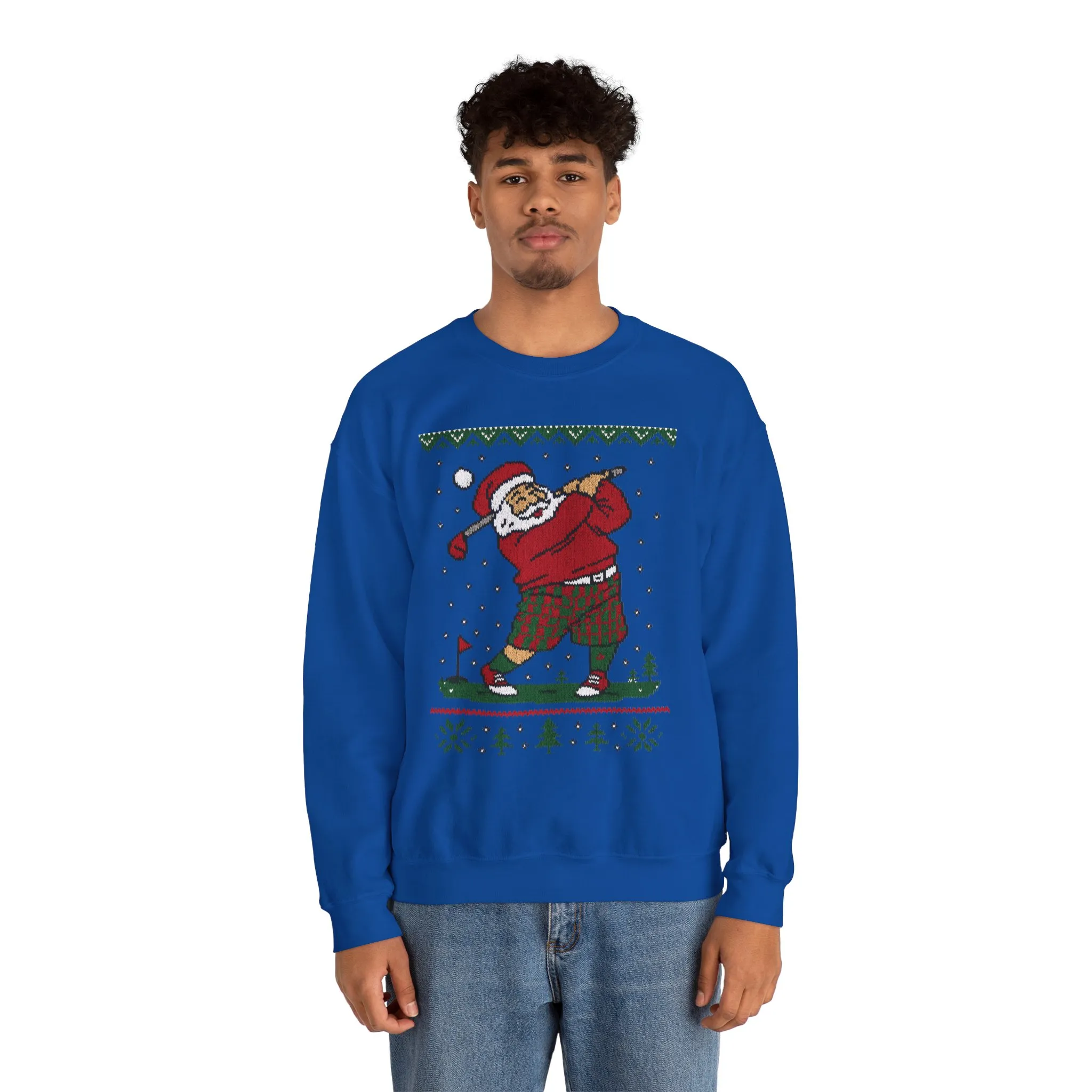 Golfing Santa Christmas Sweatshirt, Funny Golf Lover Holiday Jumper, Ugly Christmas Golf Sweater for Men - Image 20