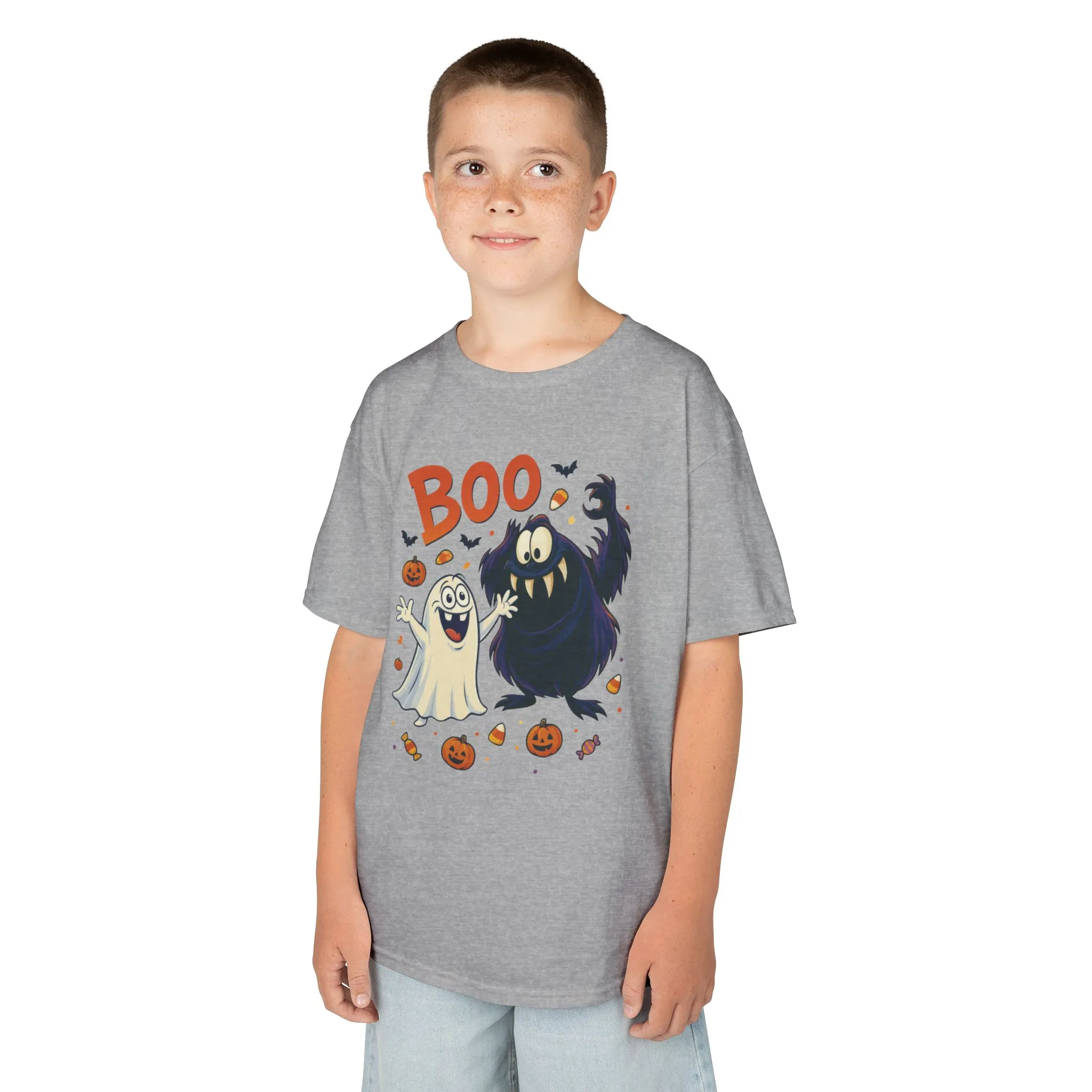 Kids Halloween T-Shirt BOO! Cute Ghost Monster Shirt, Funny Spooky Graphic Tee for Boys Girls, Halloween Costume Gift - Image 3