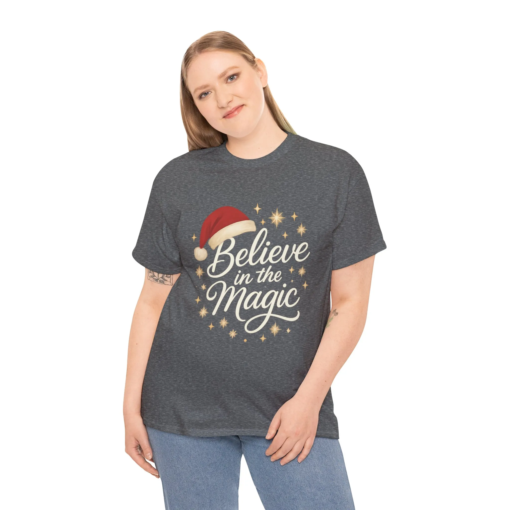Believe in the Magic Christmas Women's Shirt, Santa Hat Holiday Tee - Image 9