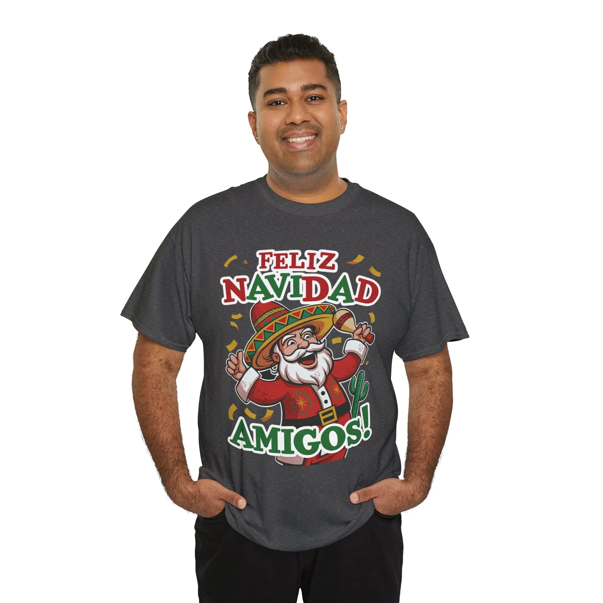 Feliz Navidad Amigos! Funny Mexican Santa Christmas T-Shirt, Latin Holiday Tee, Sombrero Santa Fiesta Shirt - Image 15