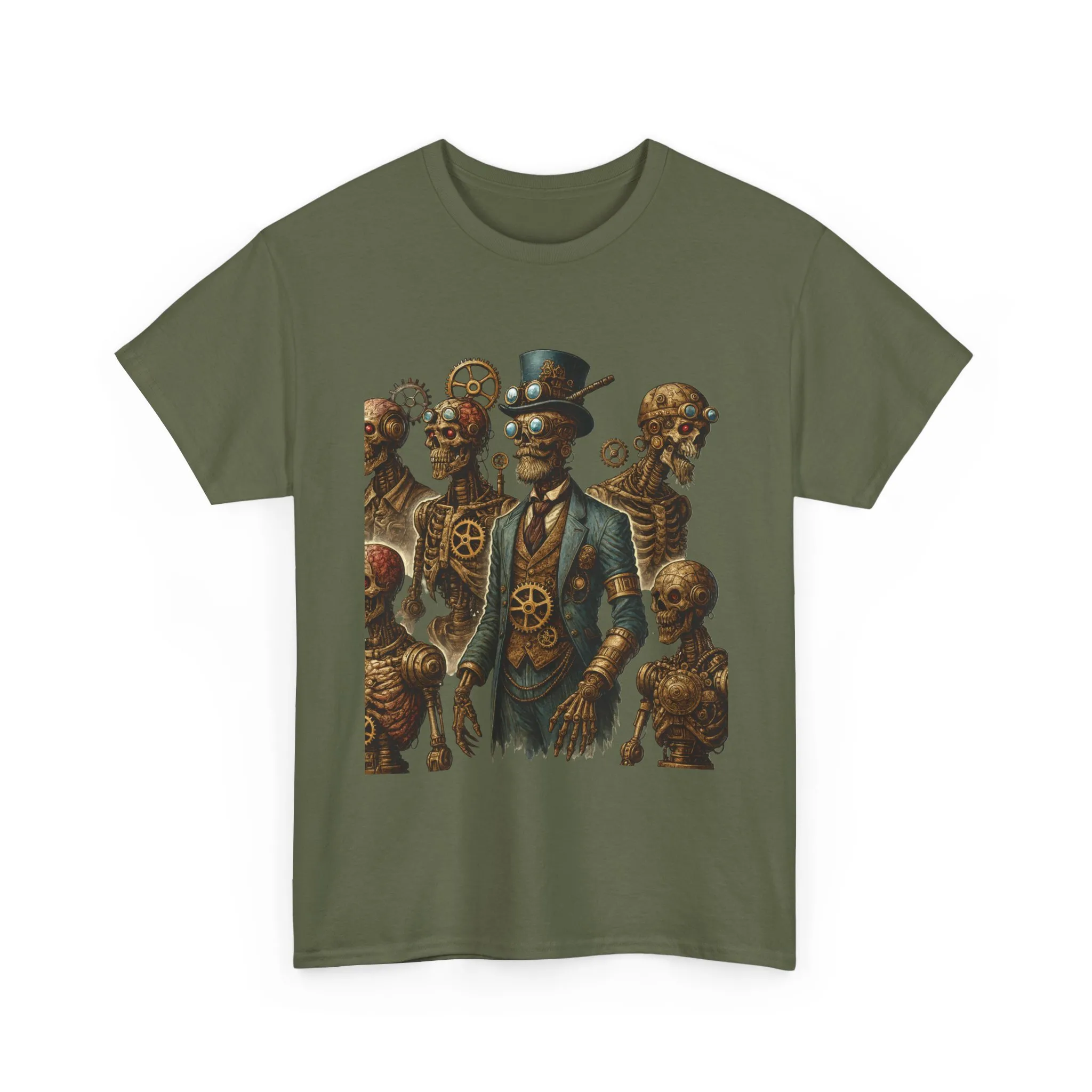 Steampunk Skeleton Gentleman T-Shirt, Vintage Mechanical Robot Skull Design, Gothic Industrial Cyberpunk Tee for Men - Image 13