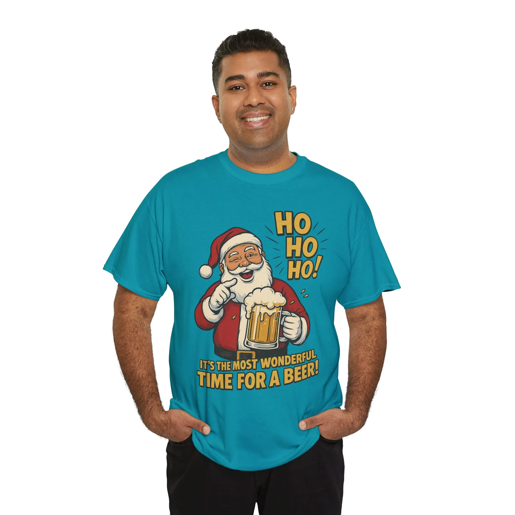 Funny Santa Beer Christmas T-Shirt, Men's Holiday Party Tee - Image 27