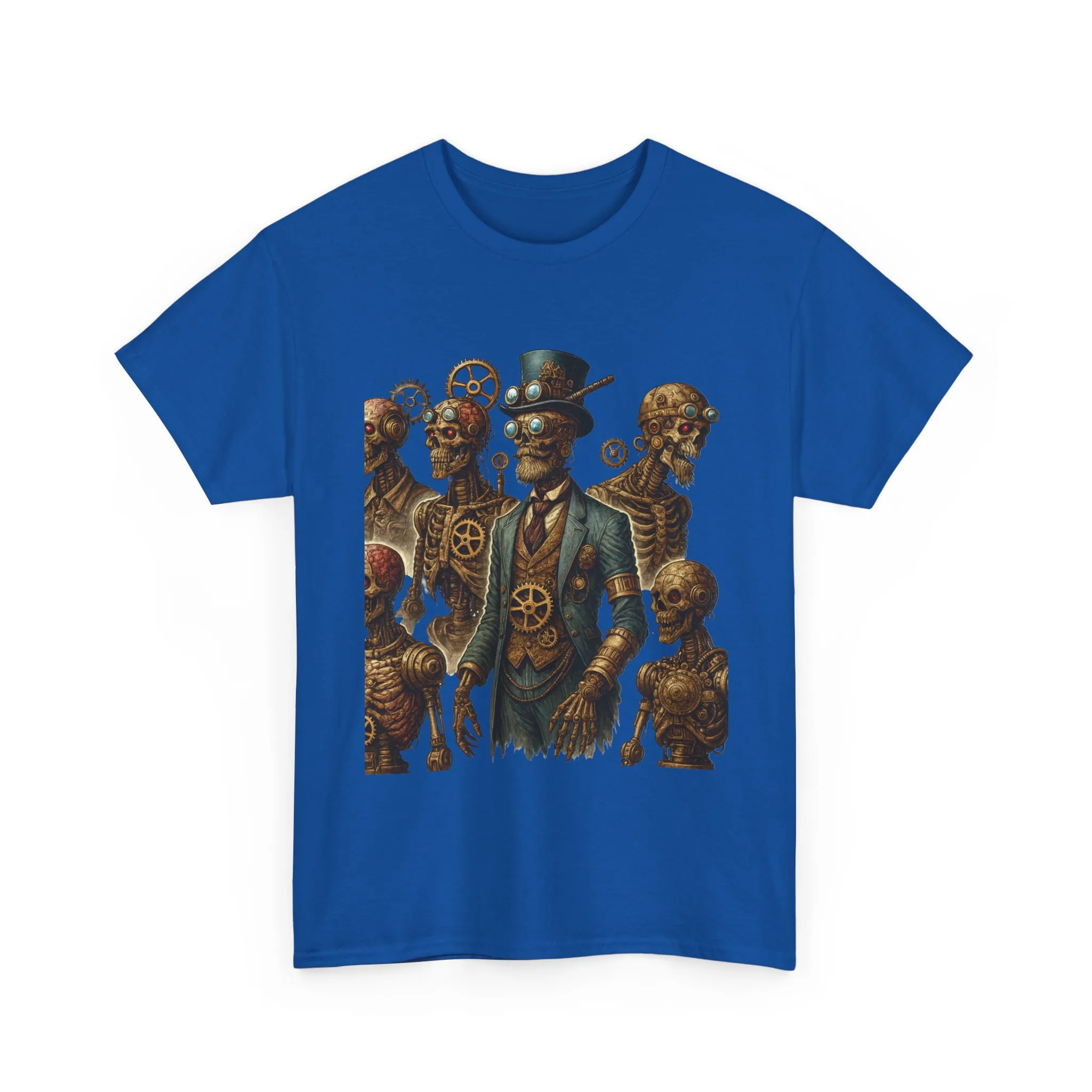 Steampunk Skeleton Gentleman T-Shirt, Vintage Mechanical Robot Skull Design, Gothic Industrial Cyberpunk Tee for Men - Image 25