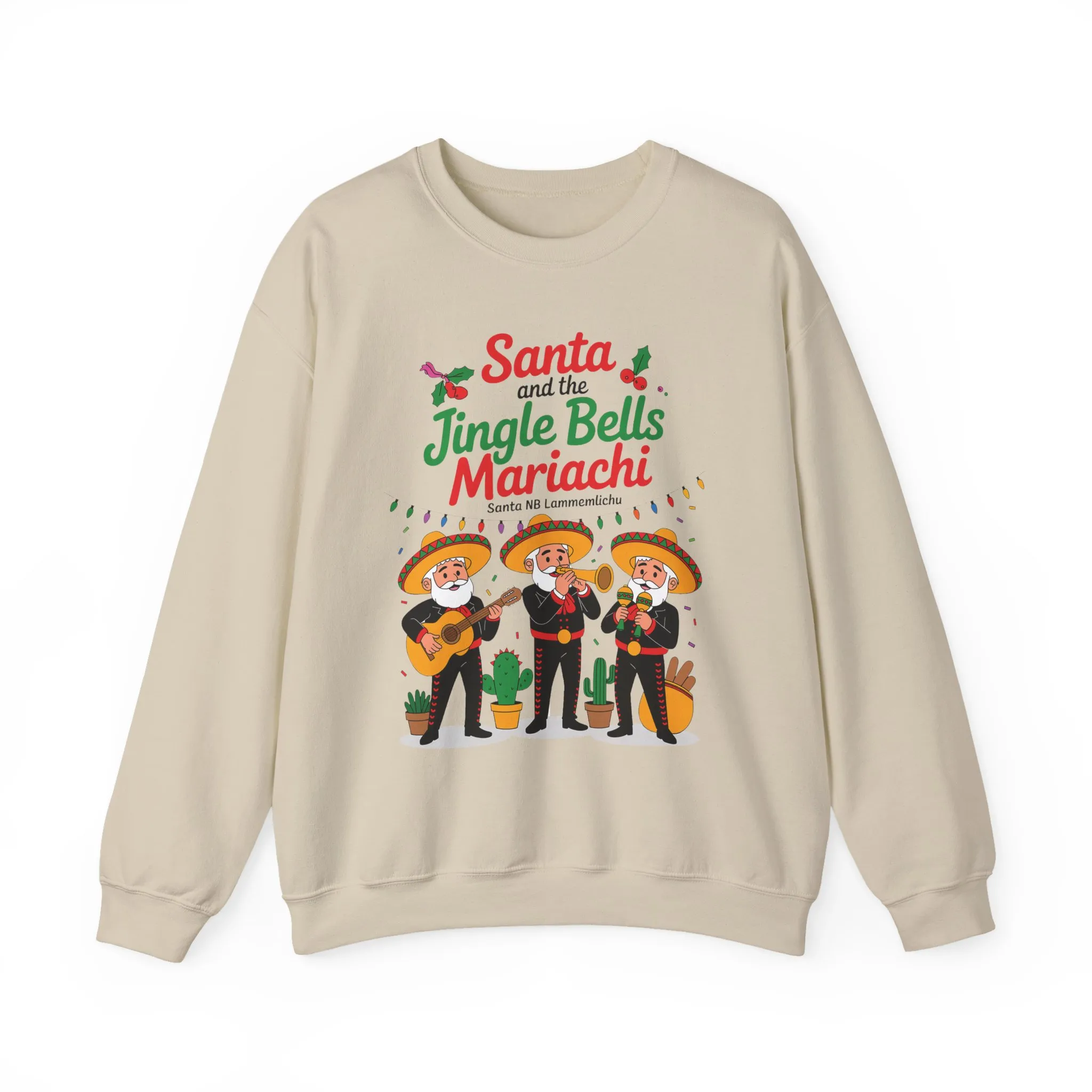 Santa and the Jingle Bells Mariachi Sweatshirt, Funny Mexican Christmas Jumper, Latin Holiday Fiesta Pullover - Image 4