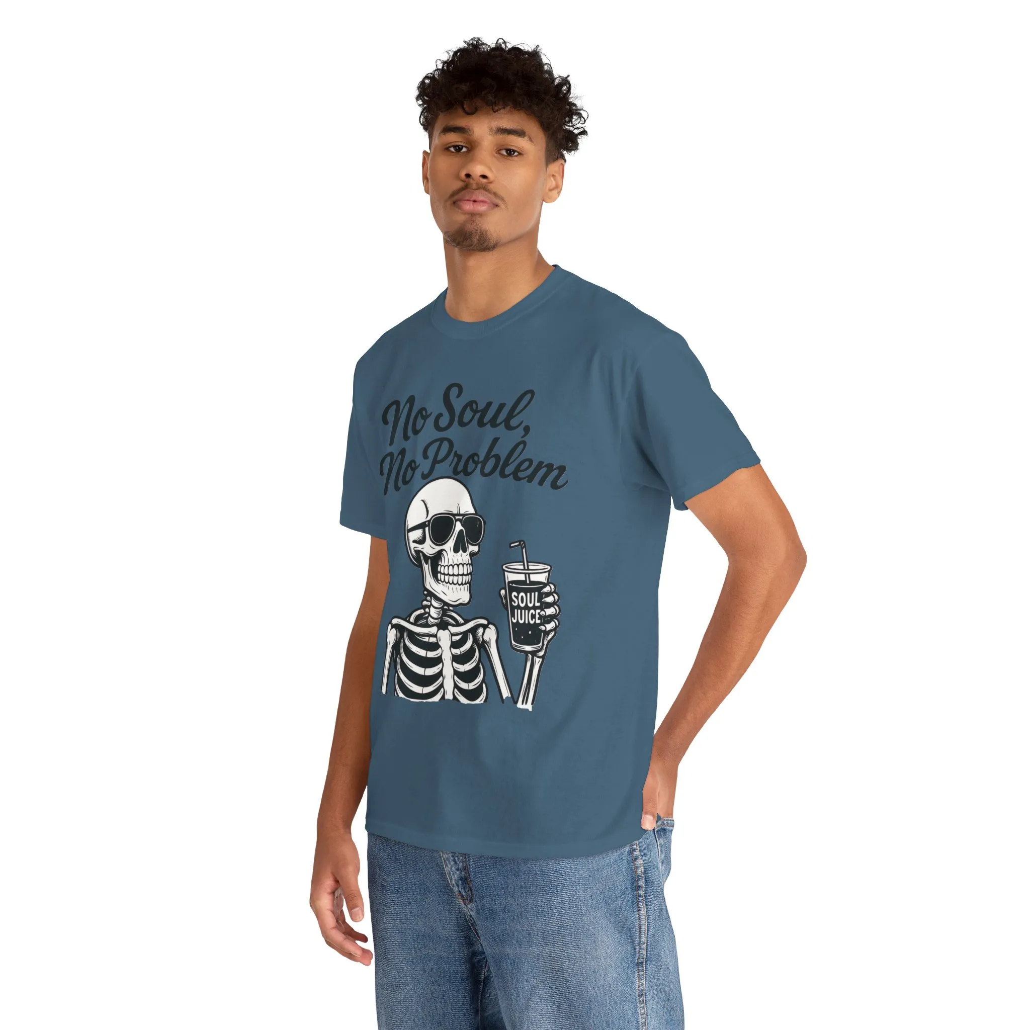 No Soul No Problem Skeleton T-Shirt for Men, Funny Gothic Skull Tee, Cool Spooky Halloween Shirt, Dark Humor Skeleton Graphic Top - Image 27