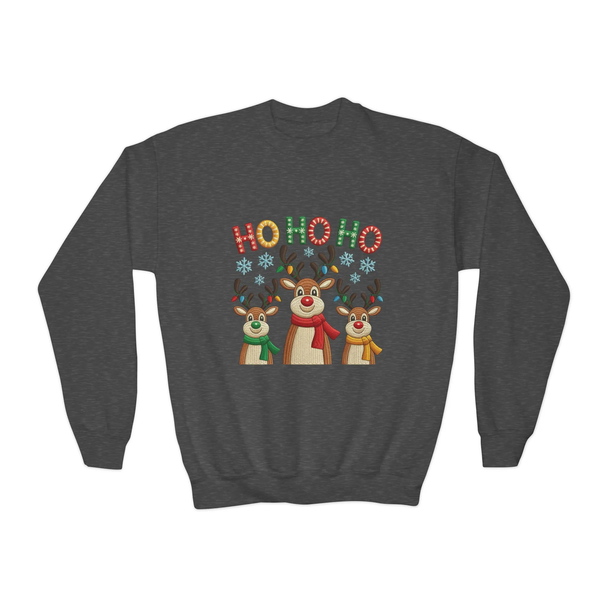 Ho Ho Ho Reindeer Sweatshirt for Girls, Cute Kids Christmas Pullover - Image 10