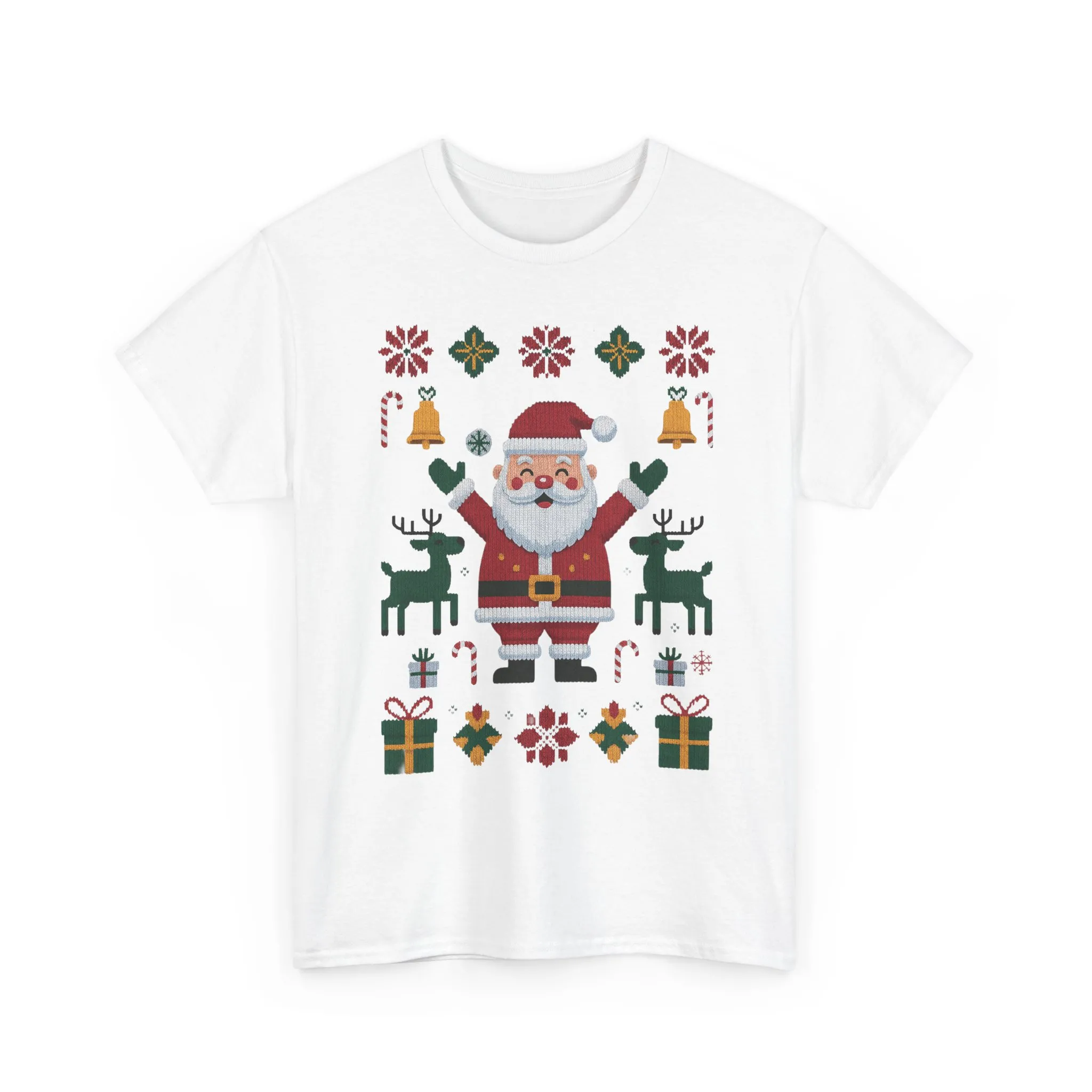 Santa Christmas T-Shirt, Cute Reindeer Holiday Tee, Classic Nordic Christmas Shirt for Women - Image 4