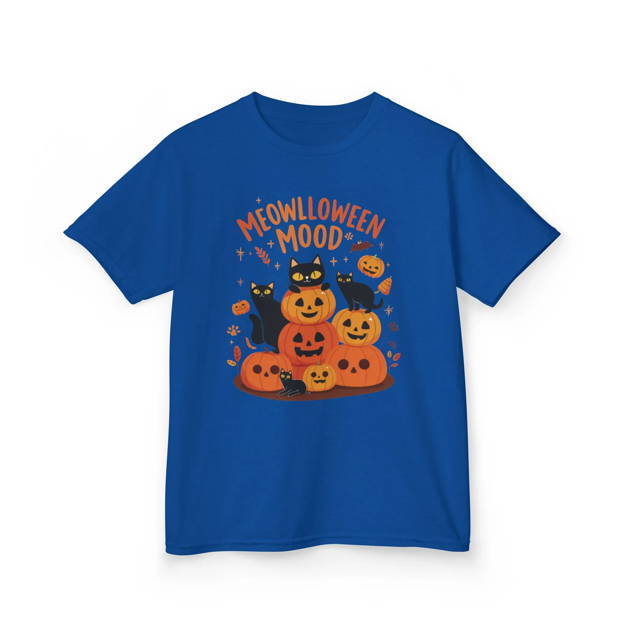 Meowlloween Mood Kids Shirt, Cute Black Cat Halloween T-Shirt for Girls and Boys, Funny Pumpkin Cat Tee, Cozy Fall Cat Lover Gift - Image 19