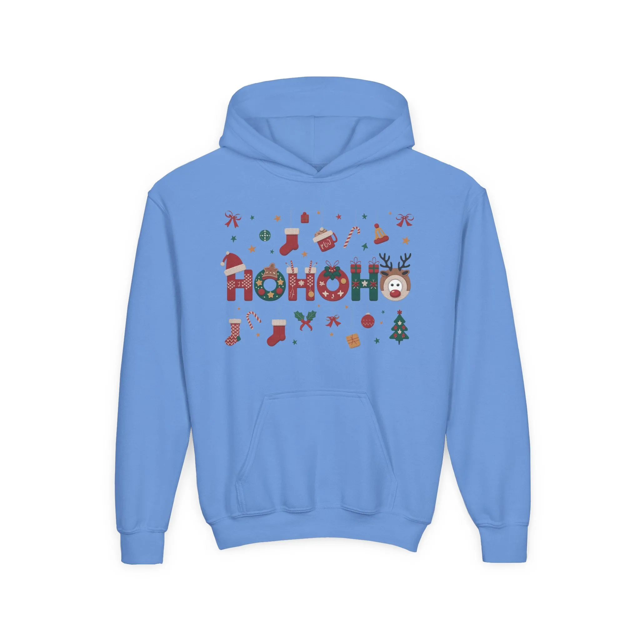 Ho Ho Ho Kids Christmas Hoodie, Cute Girls Holiday Sweatshirt, Gingerbread - Reindeer Festive Design, Cozy Winter Christmas Outfit - Image 13