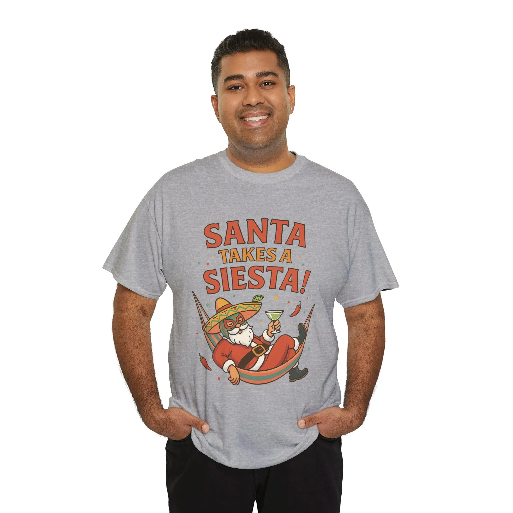 Santa Takes a Siesta Funny Christmas T-Shirt for Men, Mexican Santa Holiday Tee - Image 12