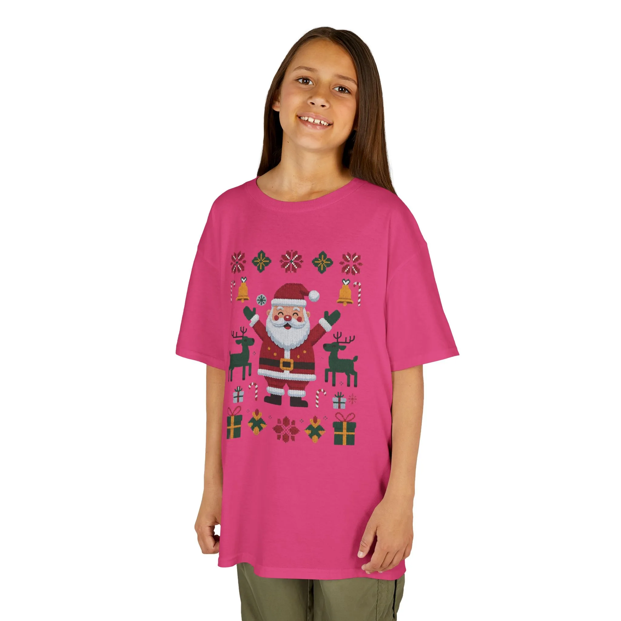 Kids Santa Christmas T-Shirt, Cute Reindeer Holiday Tee, Classic Christmas Shirt for Girls - Image 18
