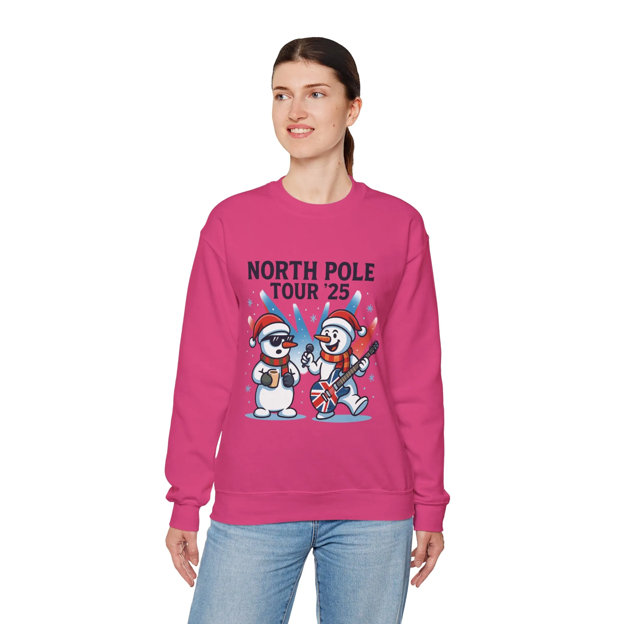 North Pole Tour 25 Women's Christmas Sweatshirt, Funny Rock Holiday Jumper - Image 24