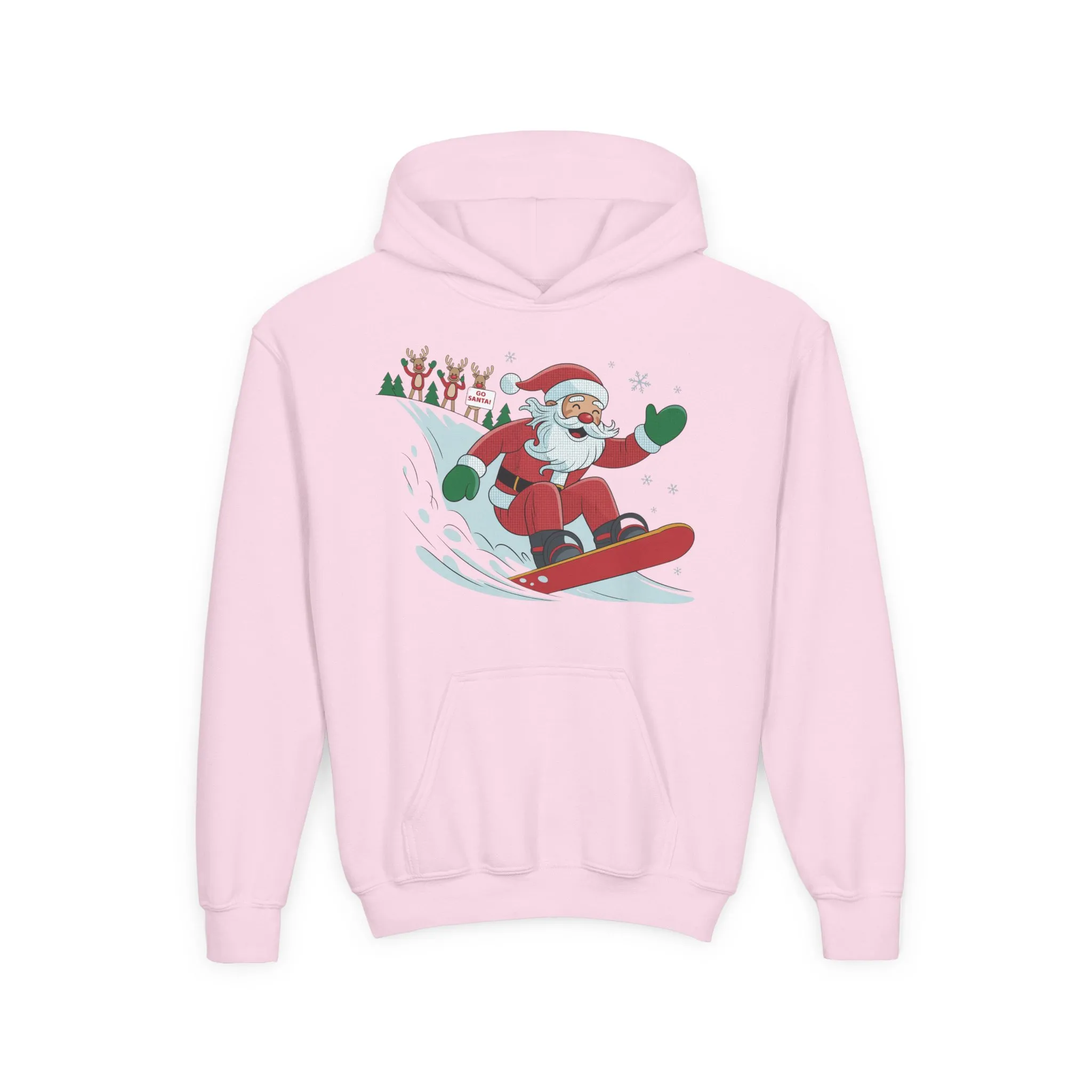 Go Santa Snowboarding Christmas Hoodie, Funny Santa - Reindeer Holiday Hoodie for Kids, Cute Winter Sports Christmas Sweatshirt - Image 25