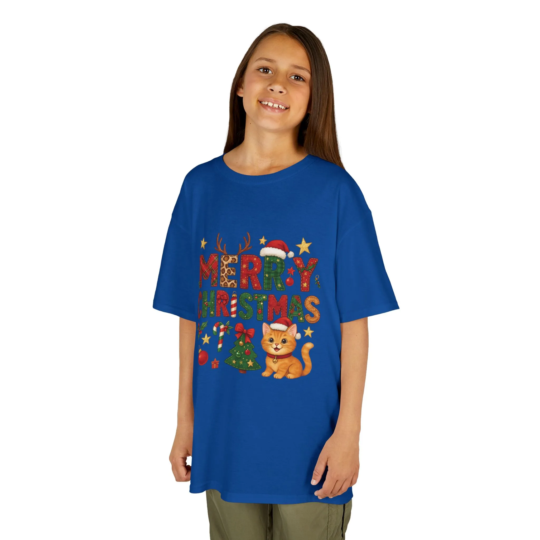 Merry Christmas Cat Shirt for Girls, Cute Holiday Kitten Tee - Image 14
