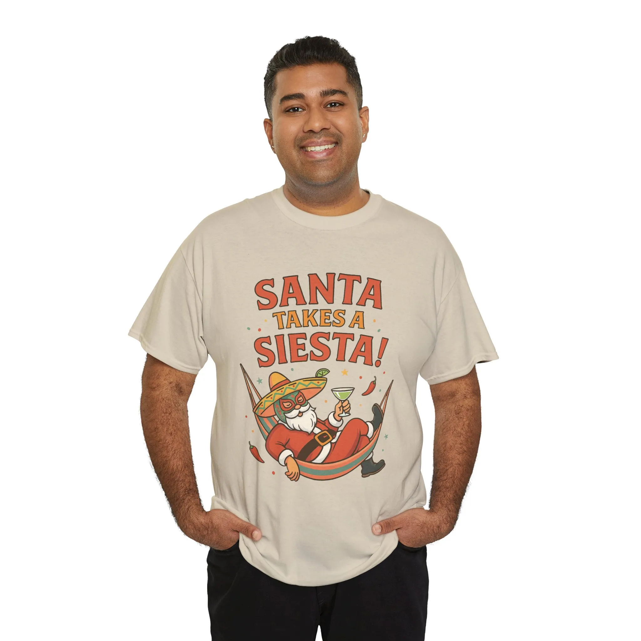 Santa Takes a Siesta Funny Christmas T-Shirt for Men, Mexican Santa Holiday Tee - Image 9