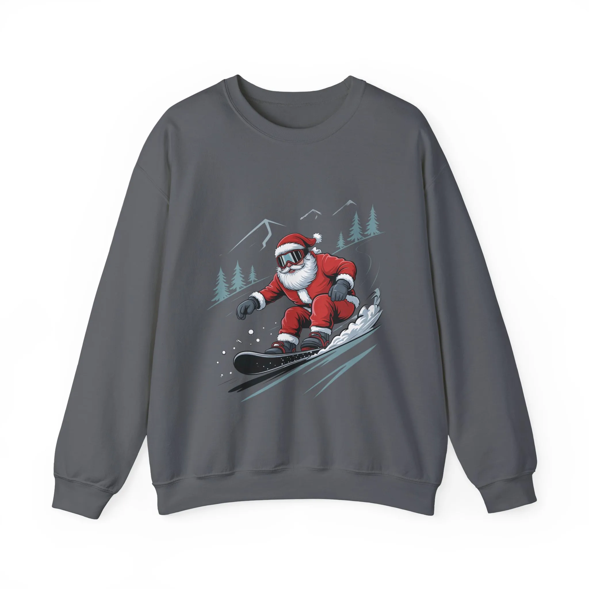 Snowboard Santa Christmas Sweatshirt, Cool Funny Holiday Sweater for Men, Santa Snowboarding Winter Jumper - Image 19