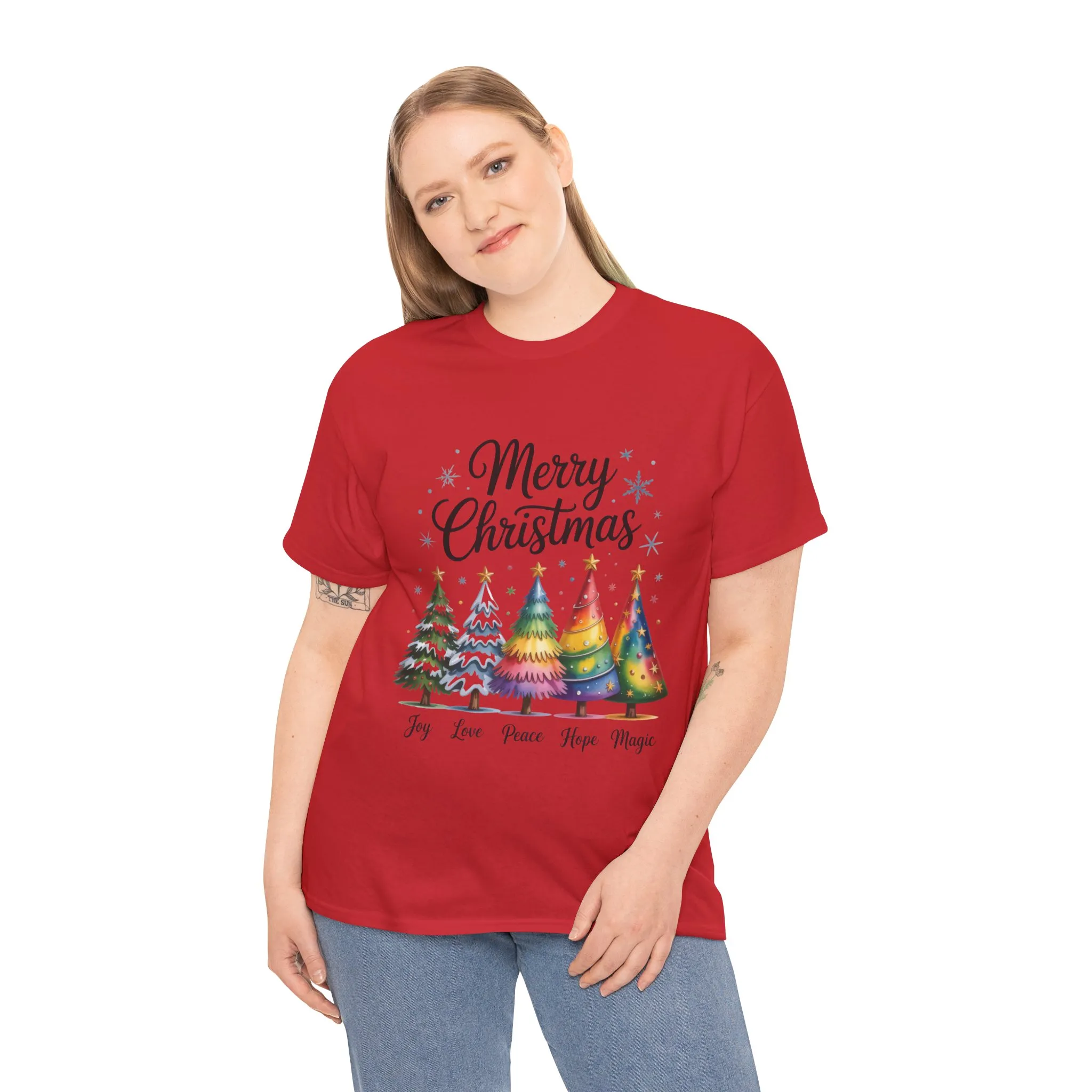 Merry Christmas Women's T-Shirt, Joy Love Peace Hope Magic Holiday Tee - Image 24