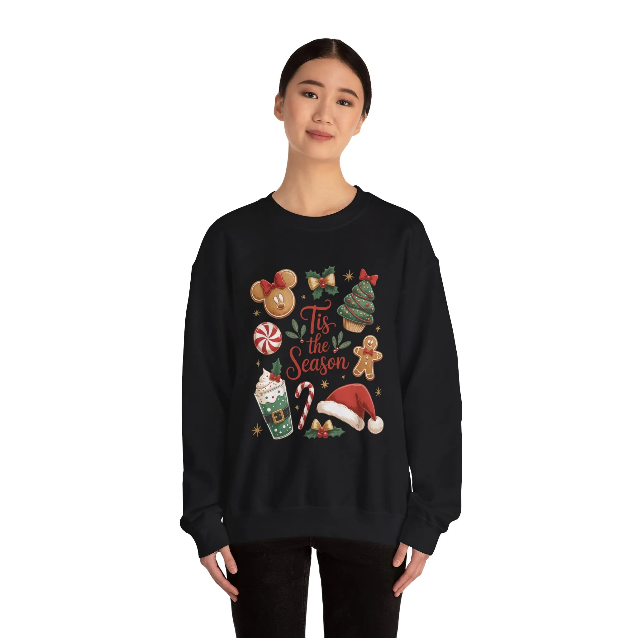Women's Tis the Season Christmas Sweatshirt, Cozy Cookie - Cocoa Holiday Jumper, Women's Crewneck Sweatshirt - Image 12